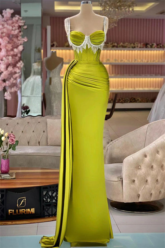 Gorgeous Straps Sleeveless Long Mermaid Evening Dress With Tassels