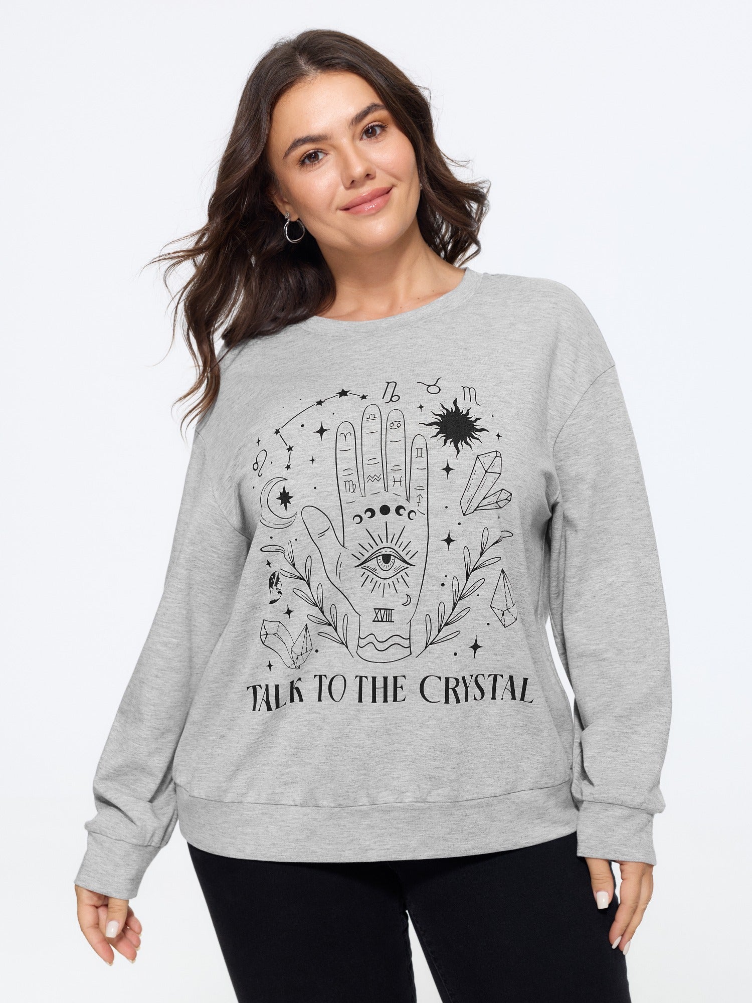 Graphic Print Crew Neck Long Sleeve Sweatshirt