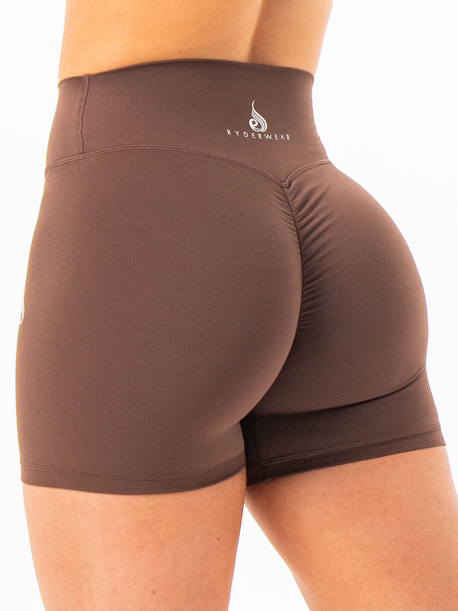 NKD High Waisted Scrunch Shorts - Chocolate