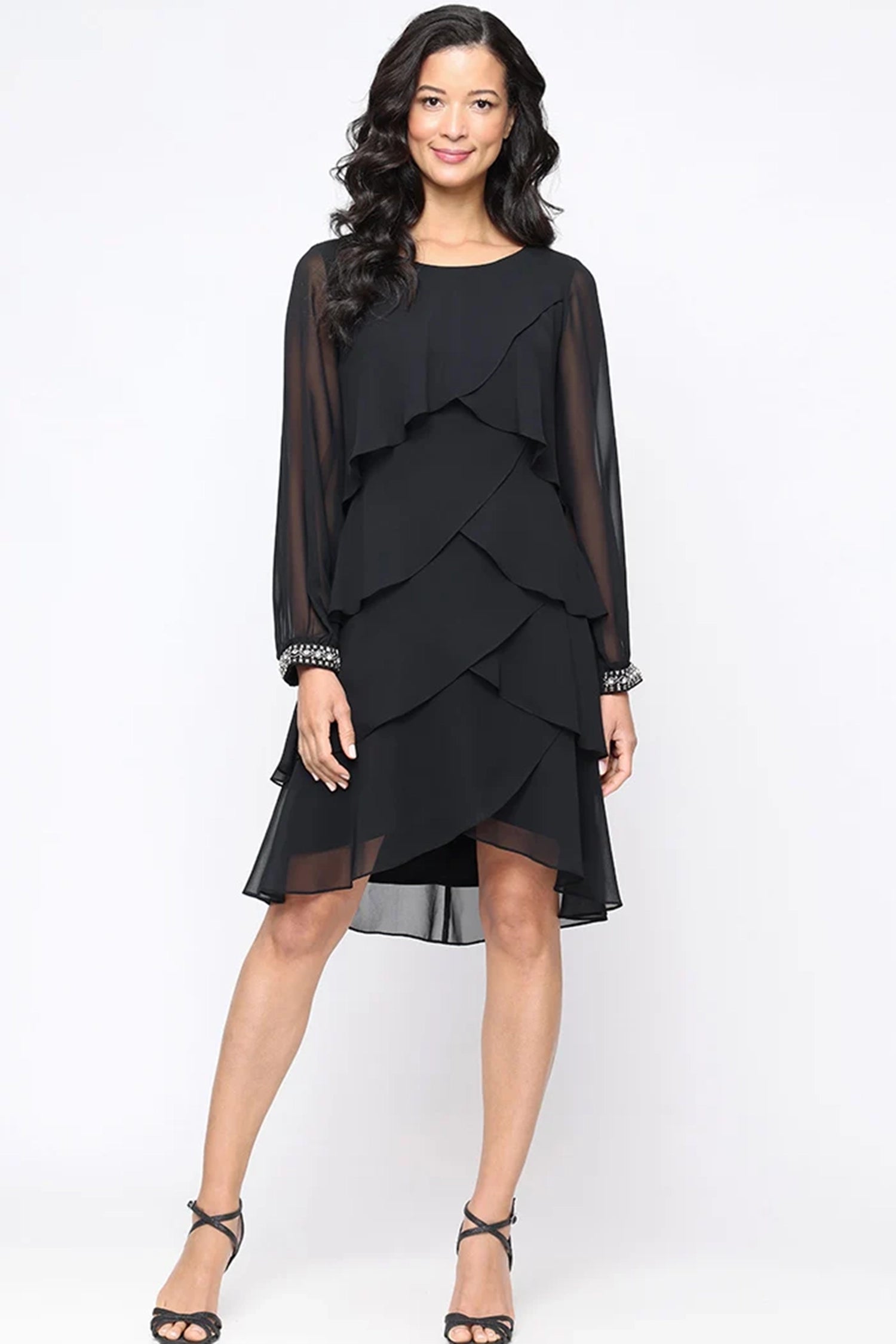 S.L. Fashions Dresses (SLNY) 9170378 Bateau Tiered Cocktail Dress