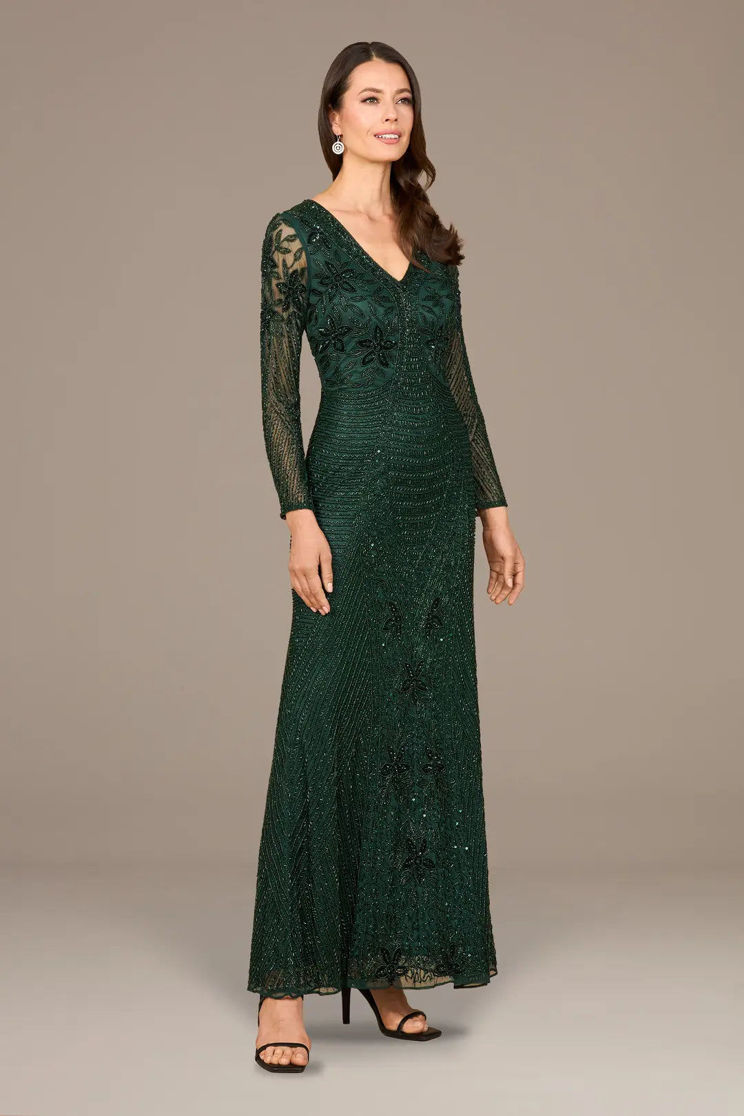 Long Sleeve Beaded Maxi Gown