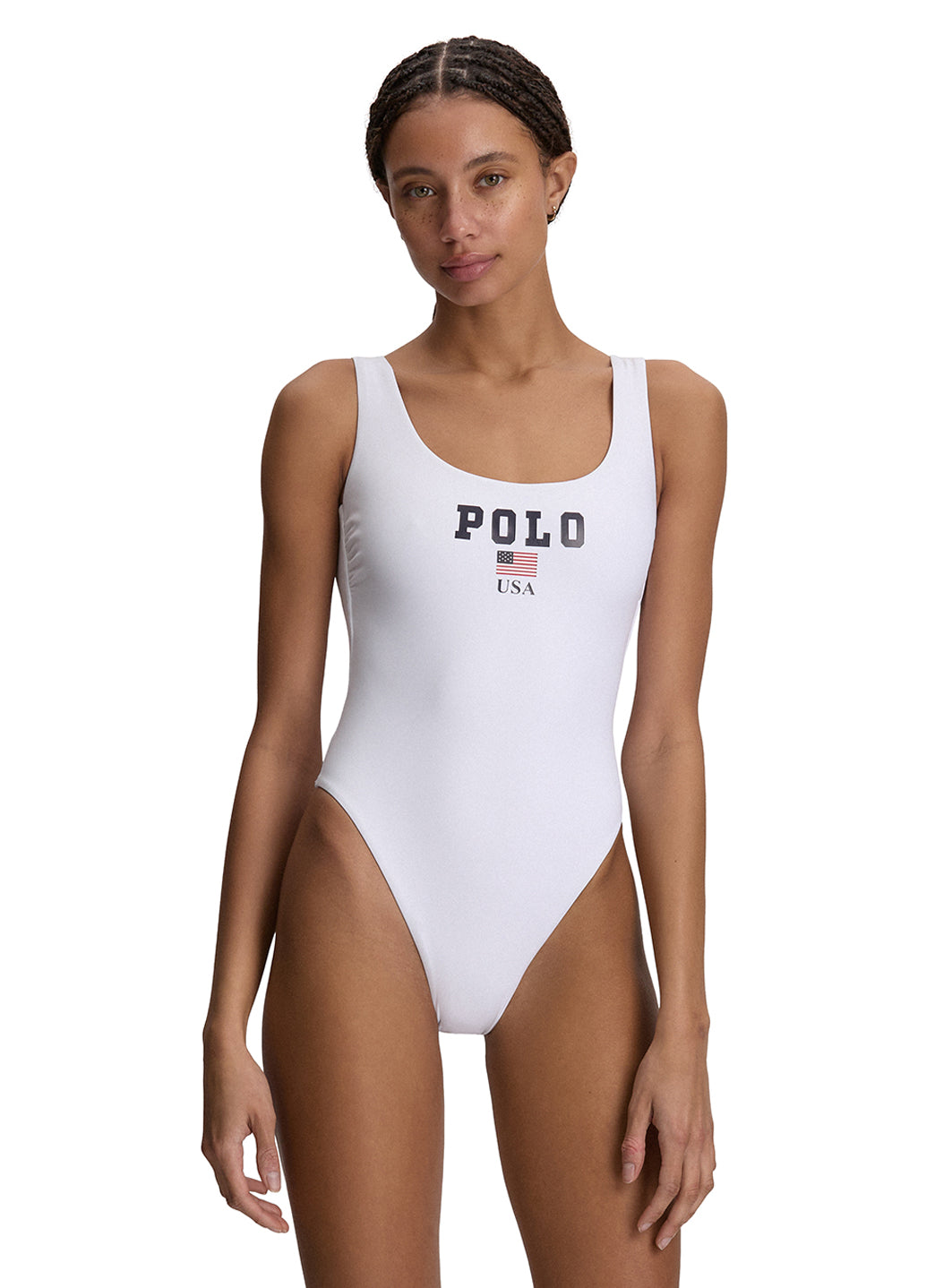 Polo Ralph Lauren Women's USA Logo Scoop Tank One Piece Swimsuit