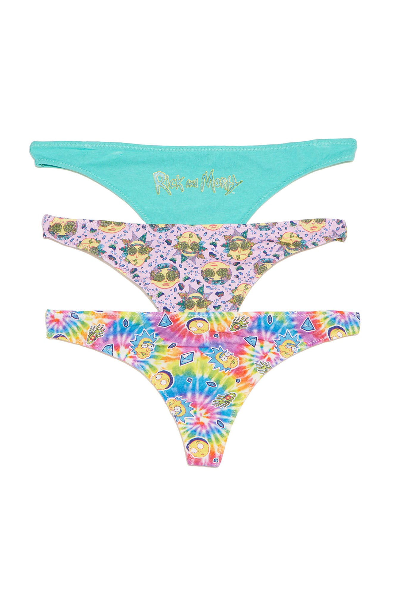 Rick And Morty Thong 3 Pack Panties - Multi Color