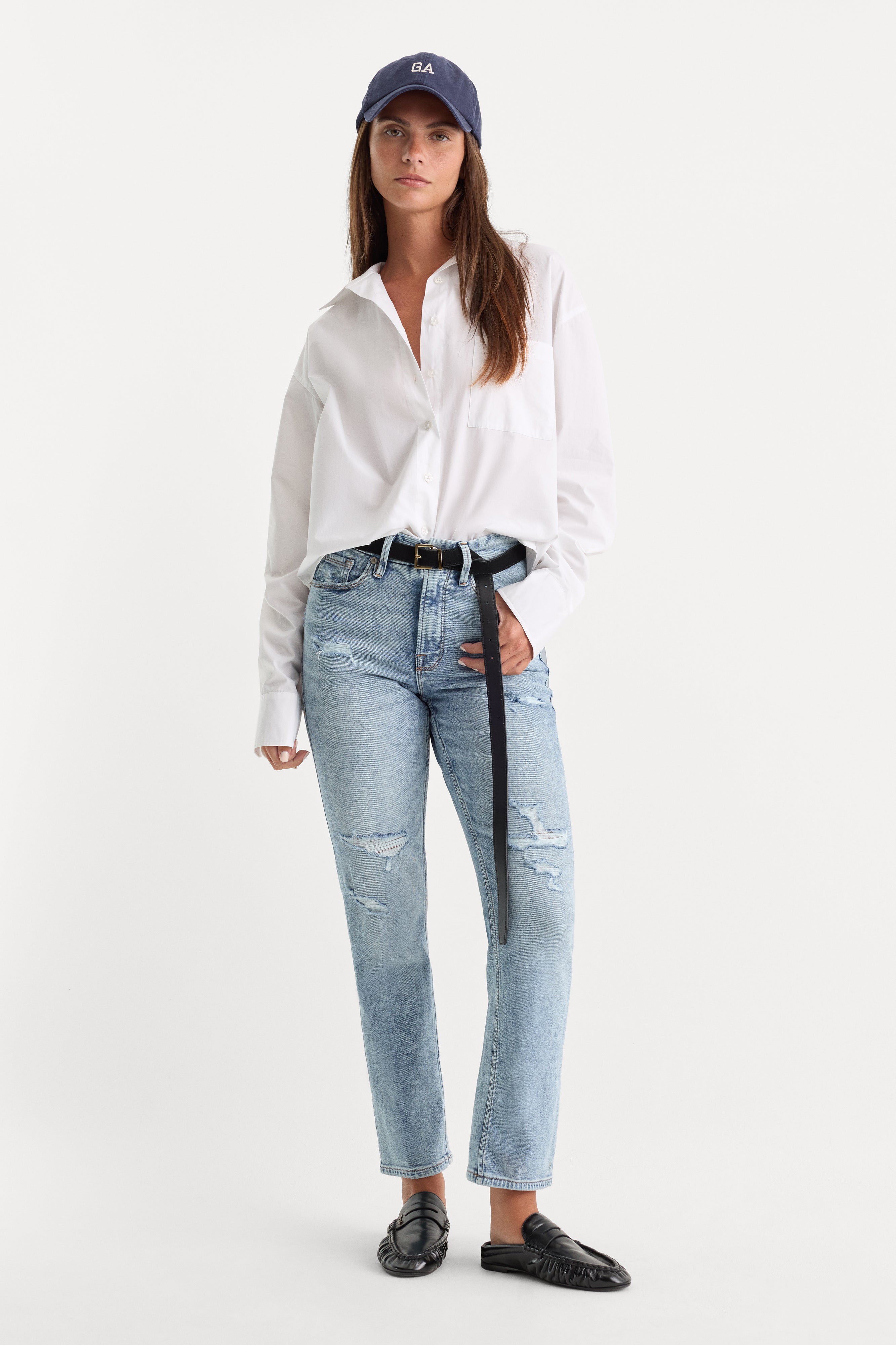 GOOD ICON STRAIGHT ANKLE JEANS | INDIGO1078