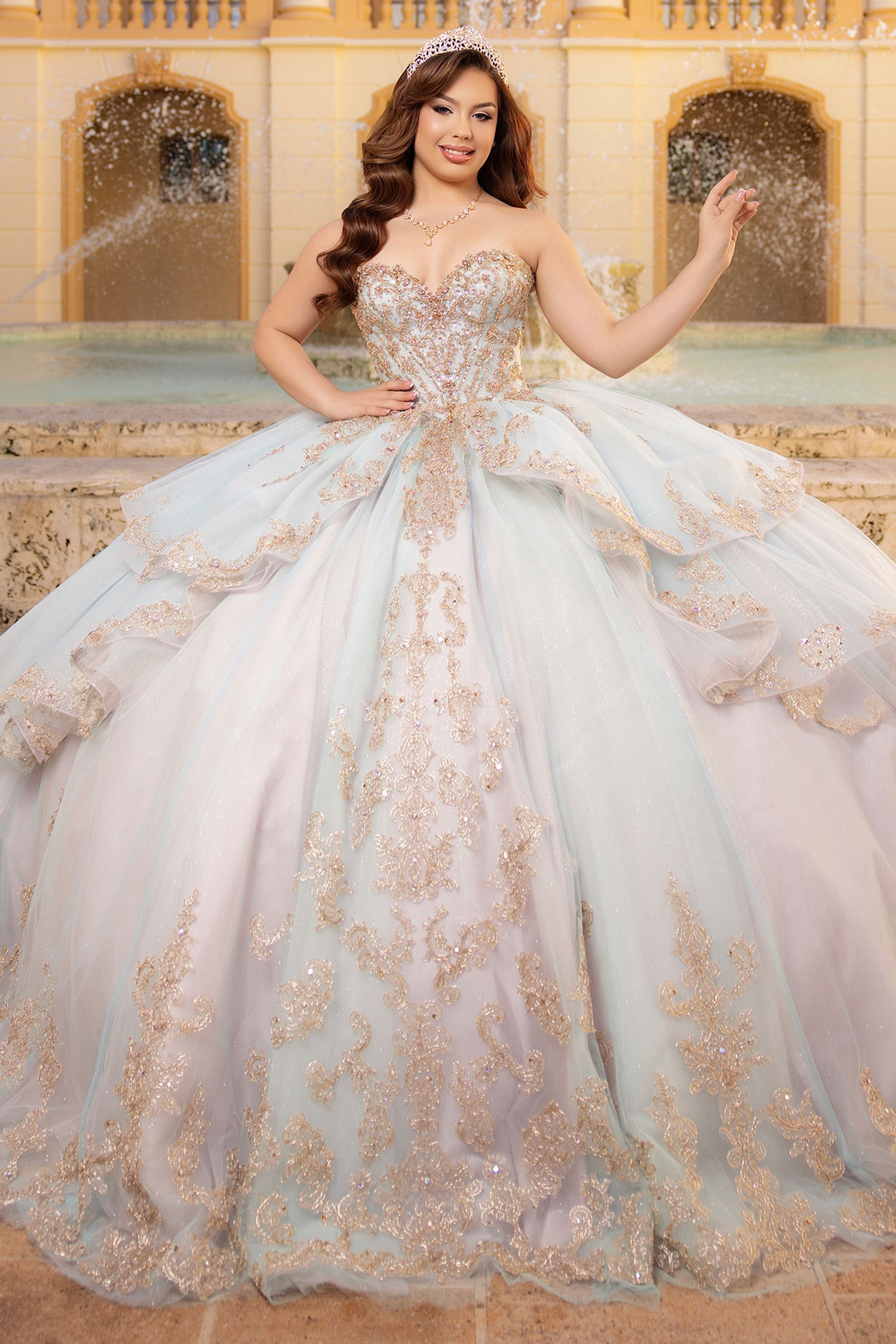 Vizcaya by Mori Lee 4080041 - Layered Ruffle Beaded Quinceneara Gown