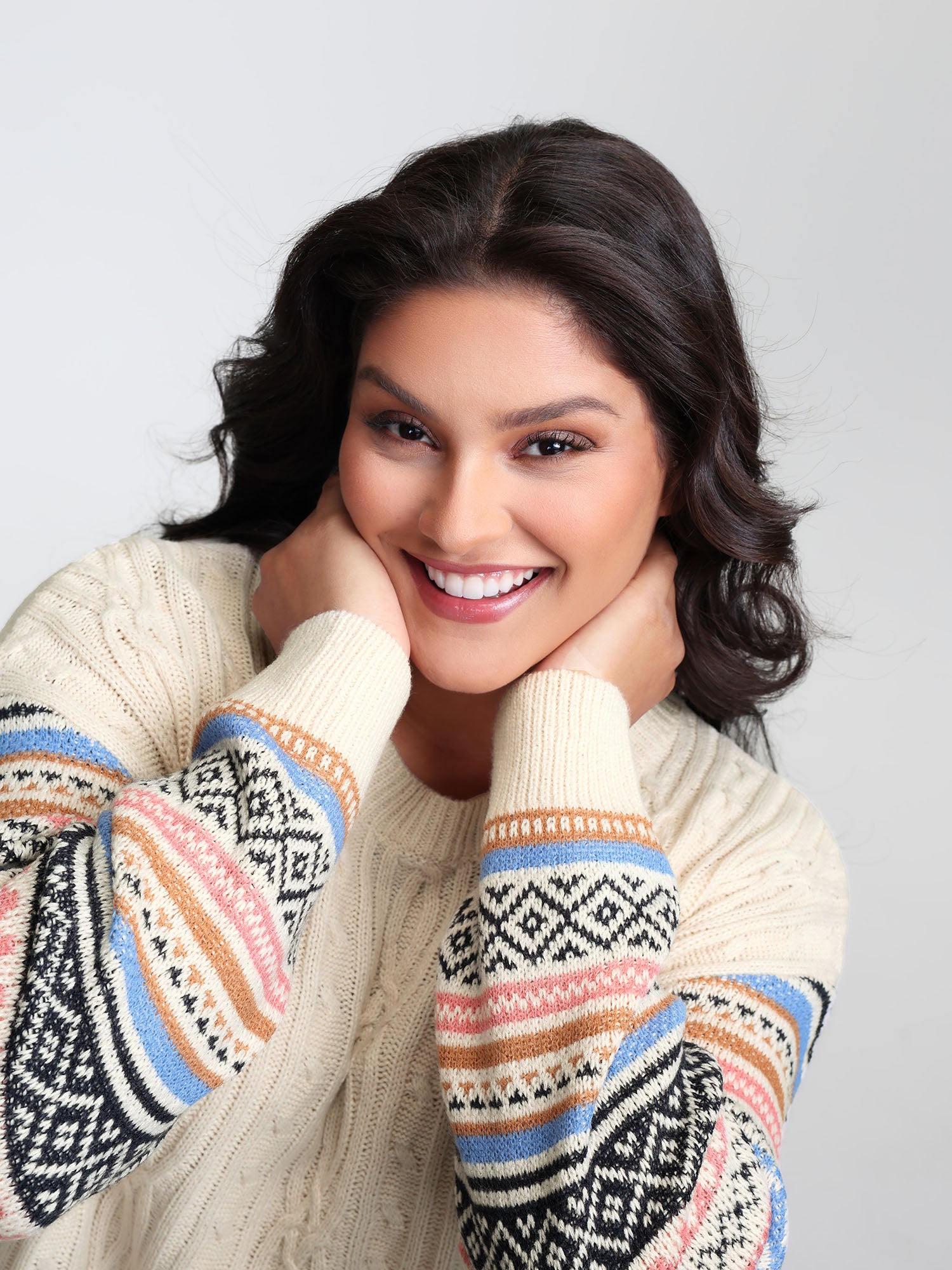 Boho Stripes Jacquard Textured Pullover