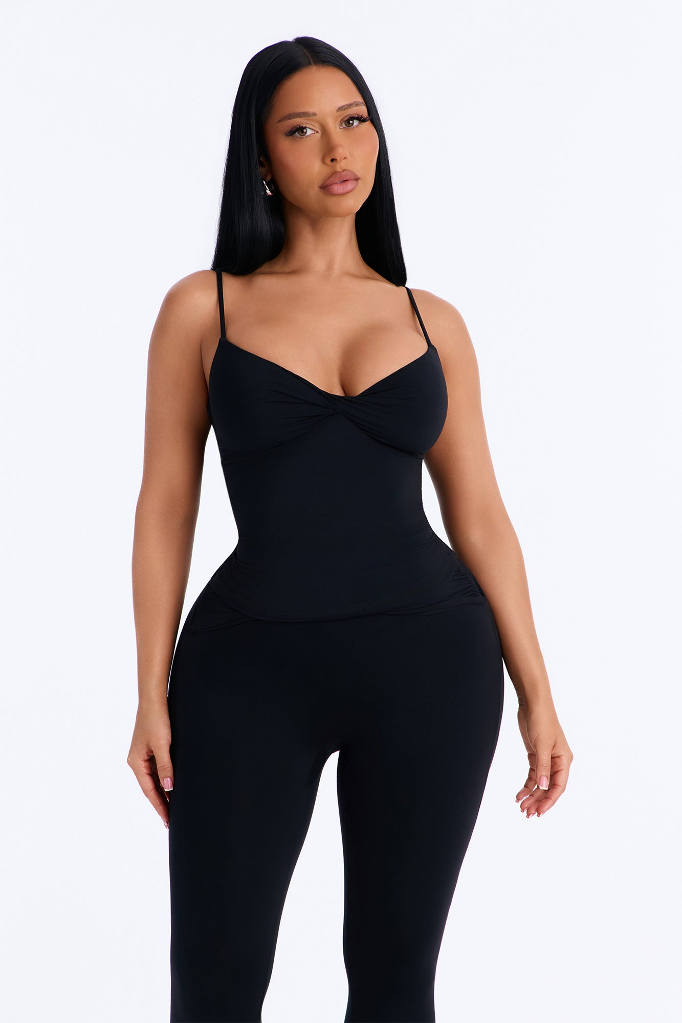 Second Skin Double Lined Twist Cami - Black