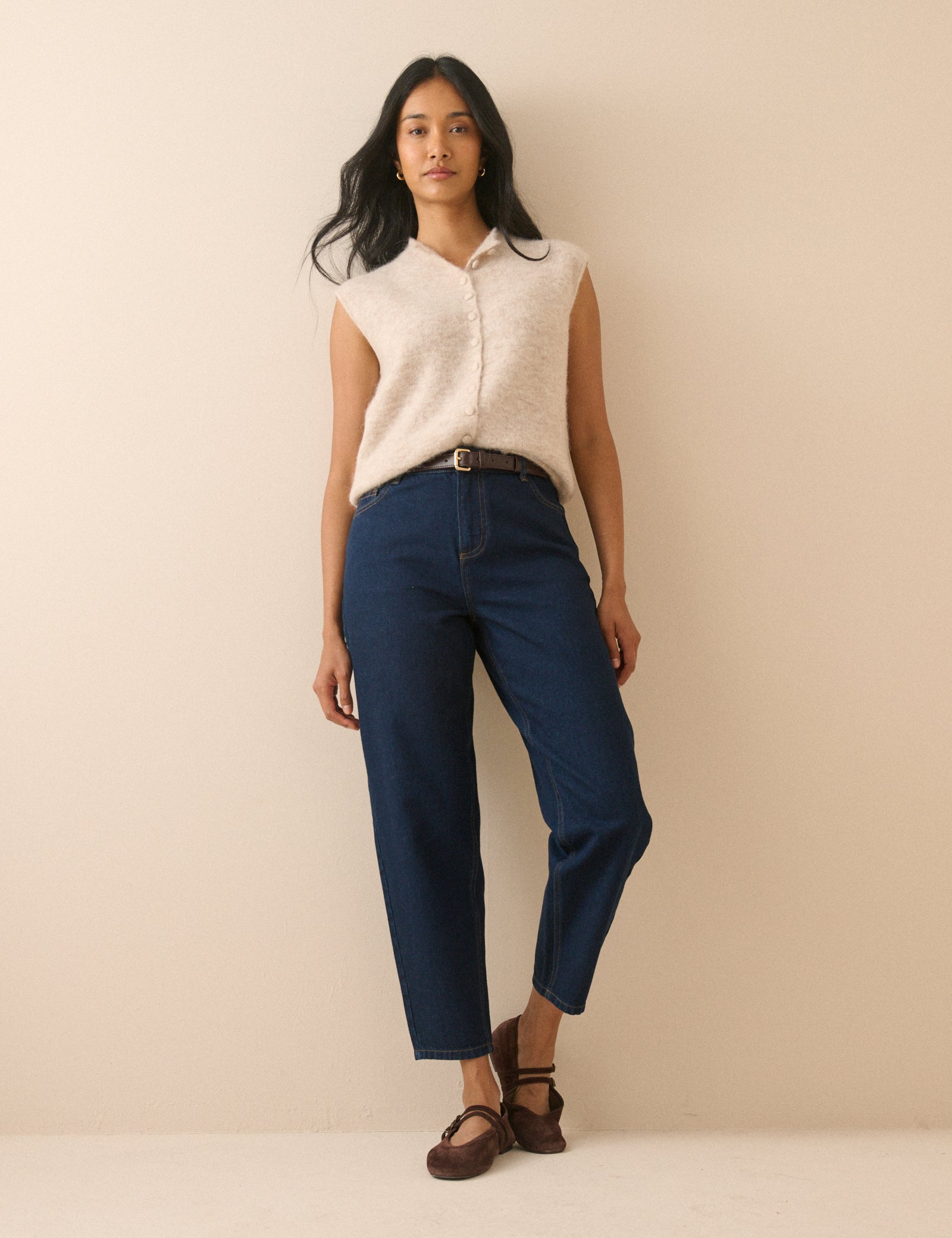Dark Blue Denim Putney Barrel Leg Jeans