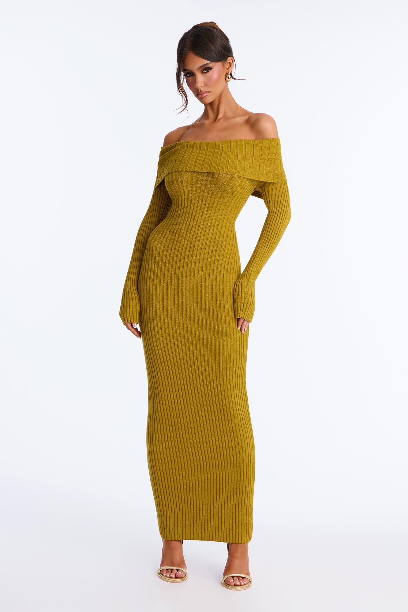 In Rare Form Long Sleeve Sweater Maxi Dress - Chartreuse