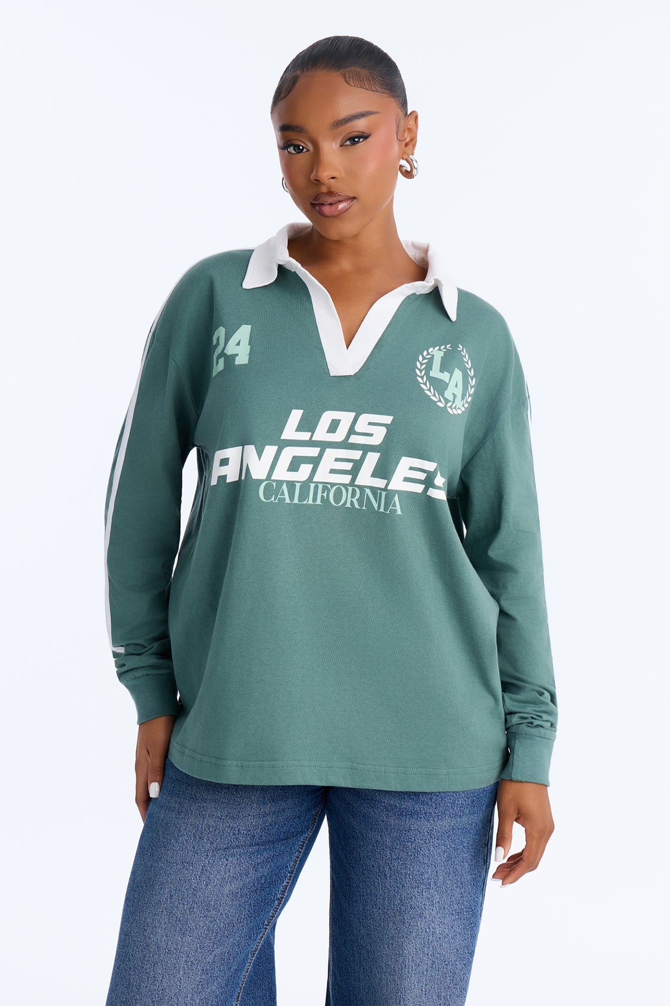 Los Angeles Vibe Long Sleeve Polo - Hunter