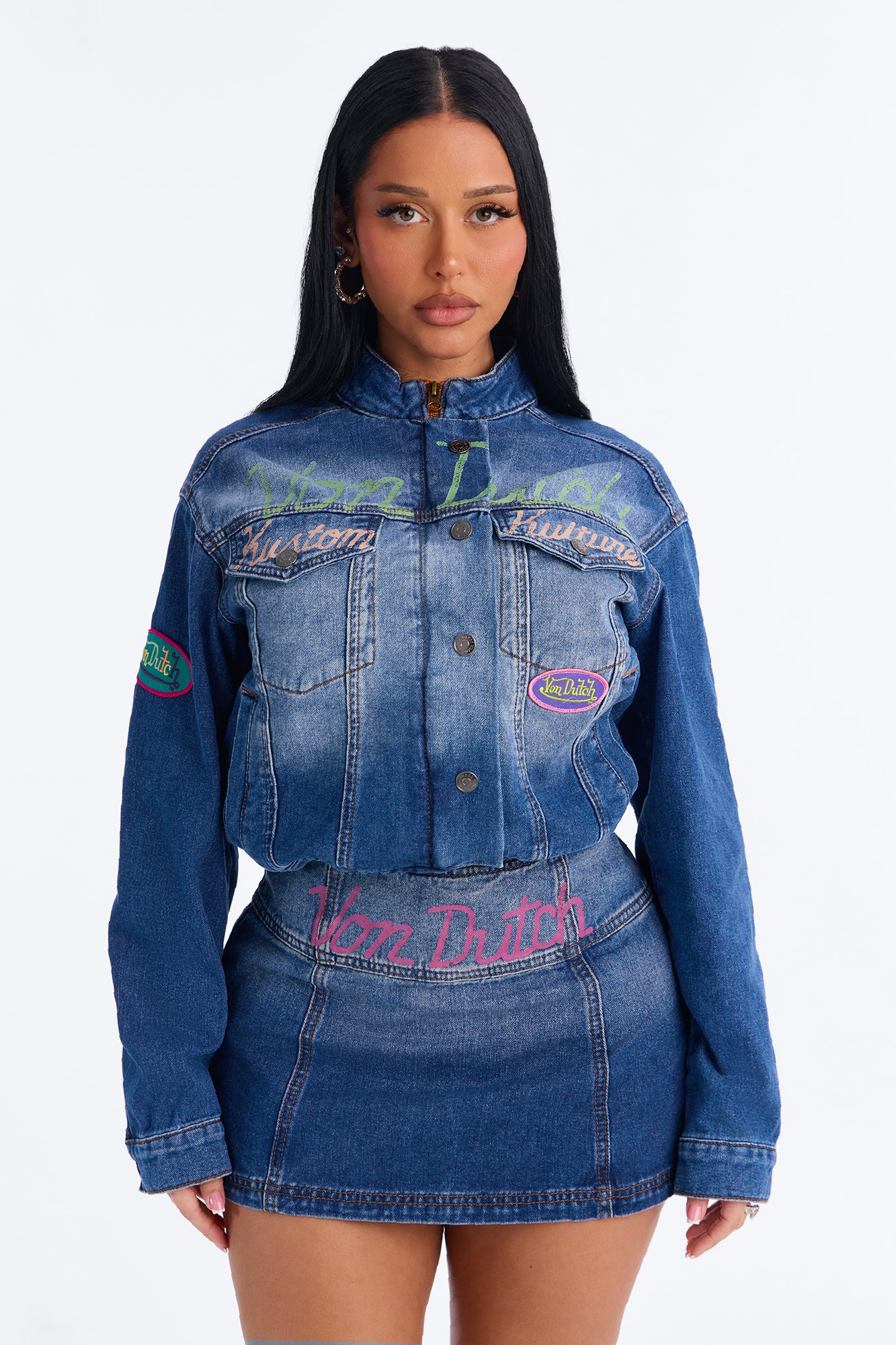 Von Dutch Denim Track Jacket - Dark Wash