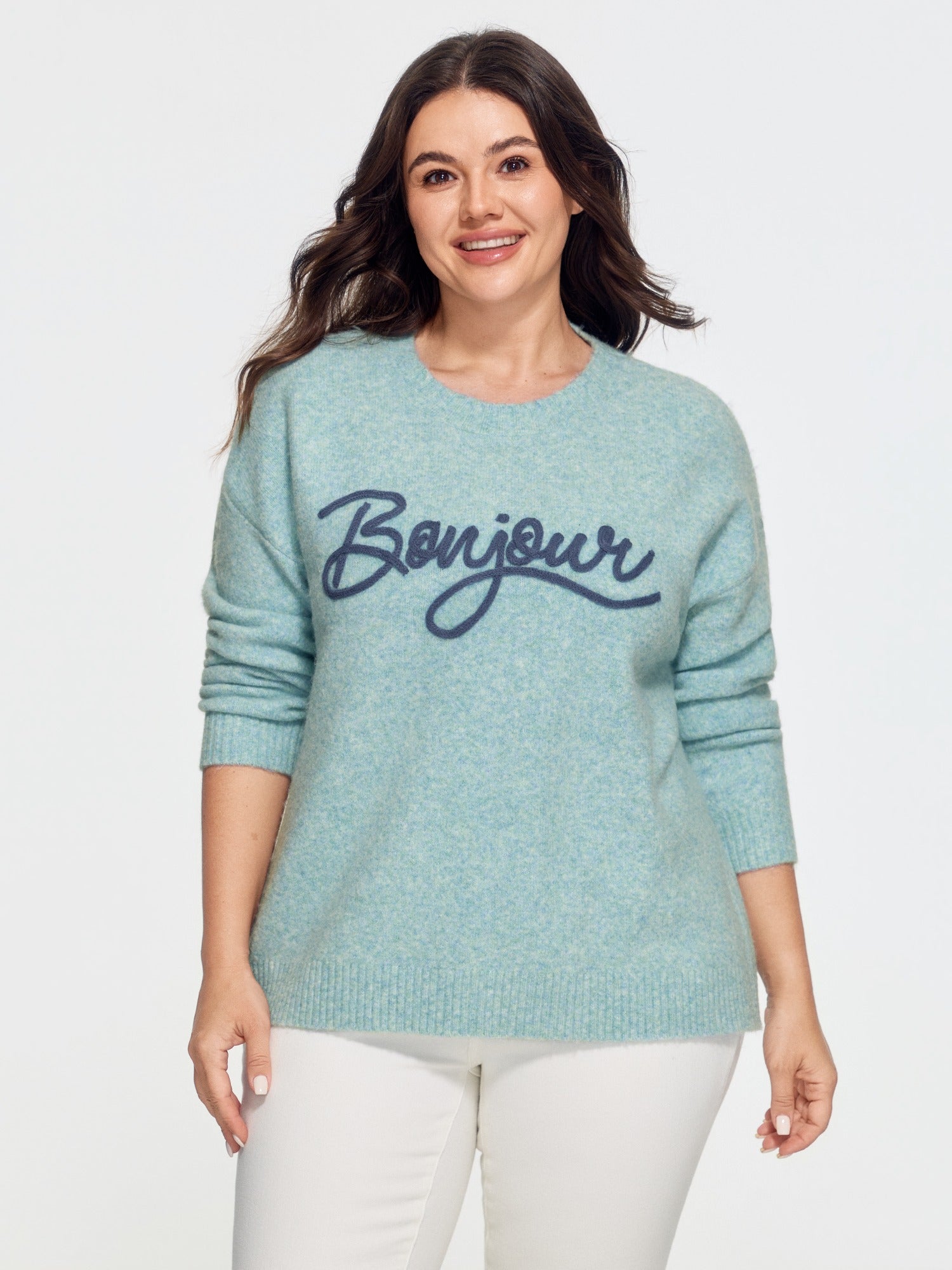 Heather Bonjour Embroidered Crew Neck Pullover