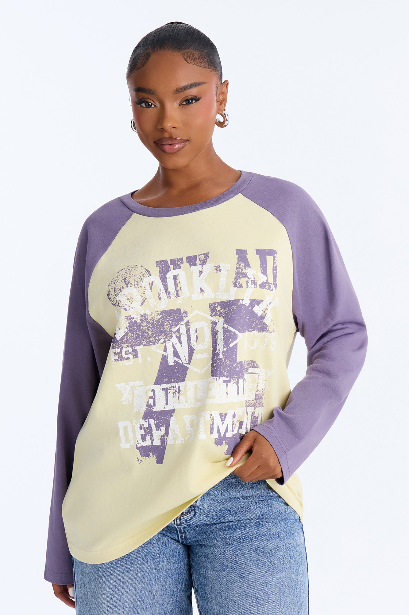 Cool Girl Athletic Raglan Long Sleeve Tee - Butter Yellow
