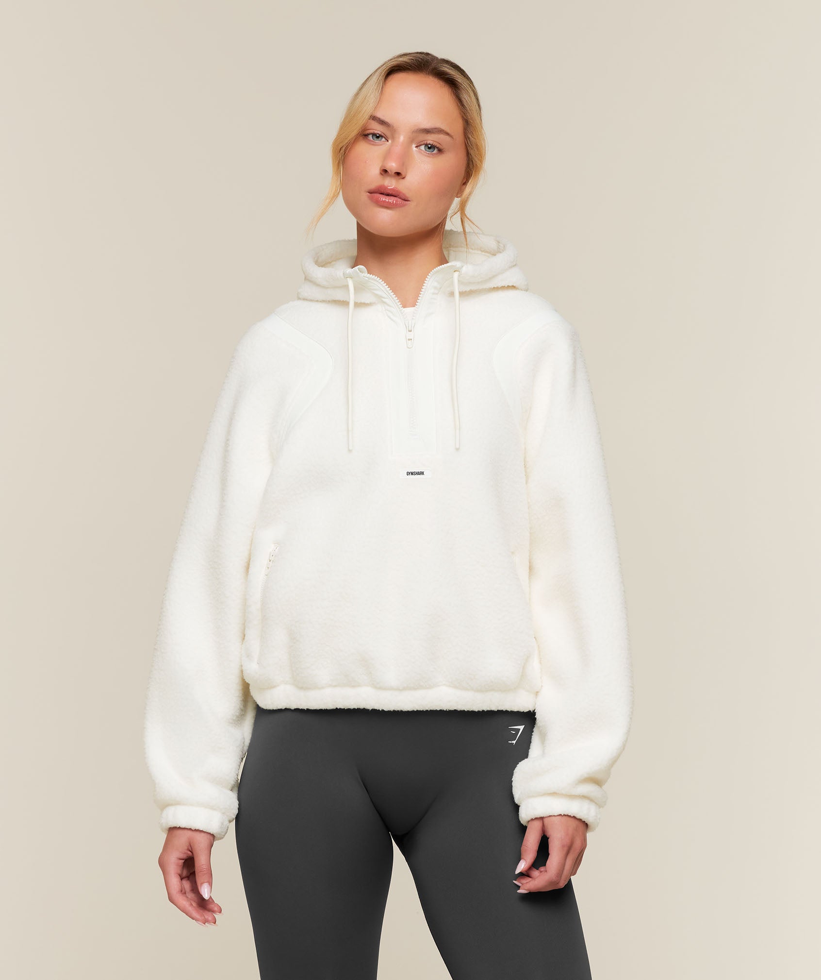 Gymshark Sherpa 1/4 Zip Jacket - Soft White