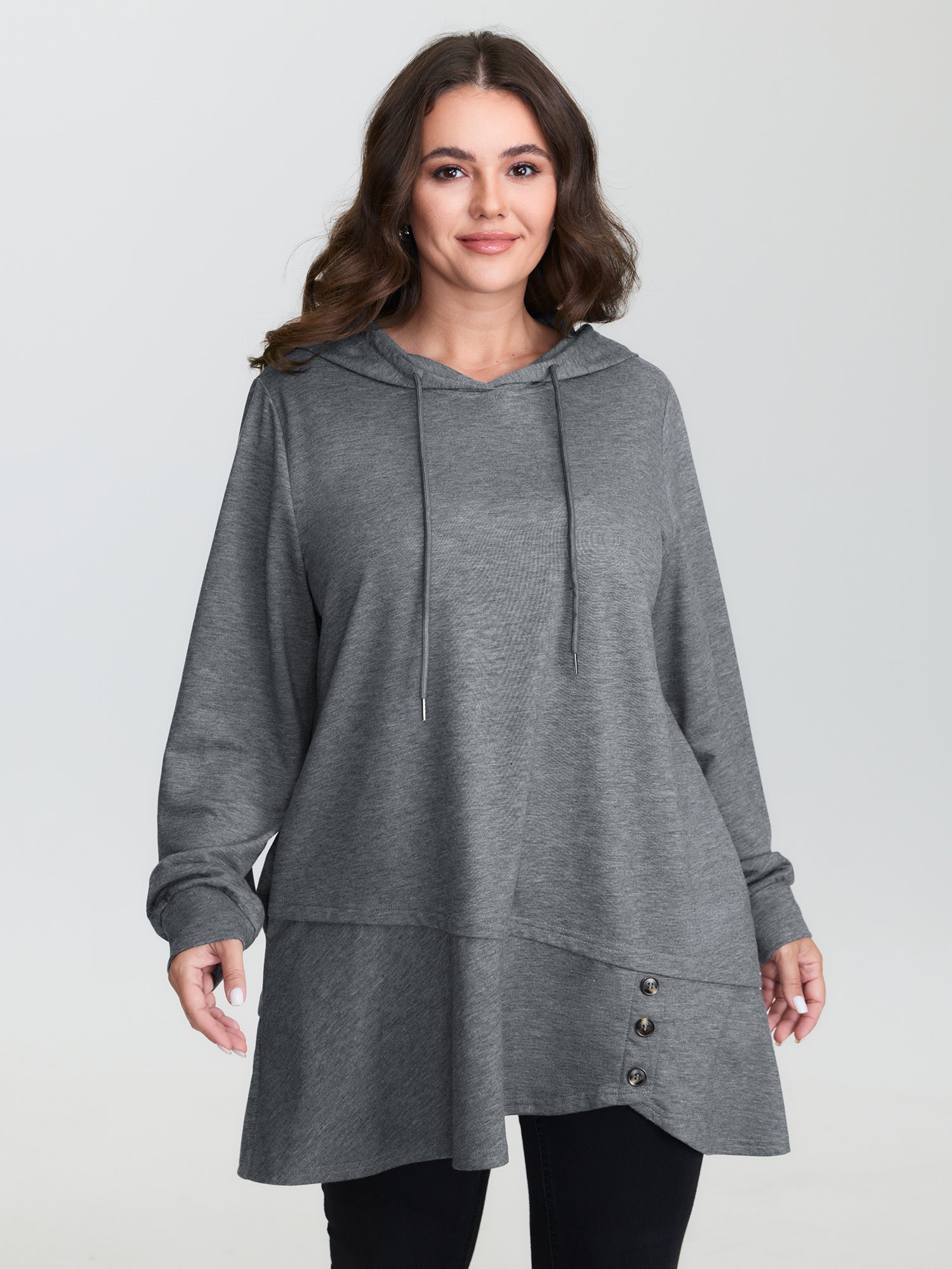 2-In-1 Ruffled Hem Tunic Hoodie