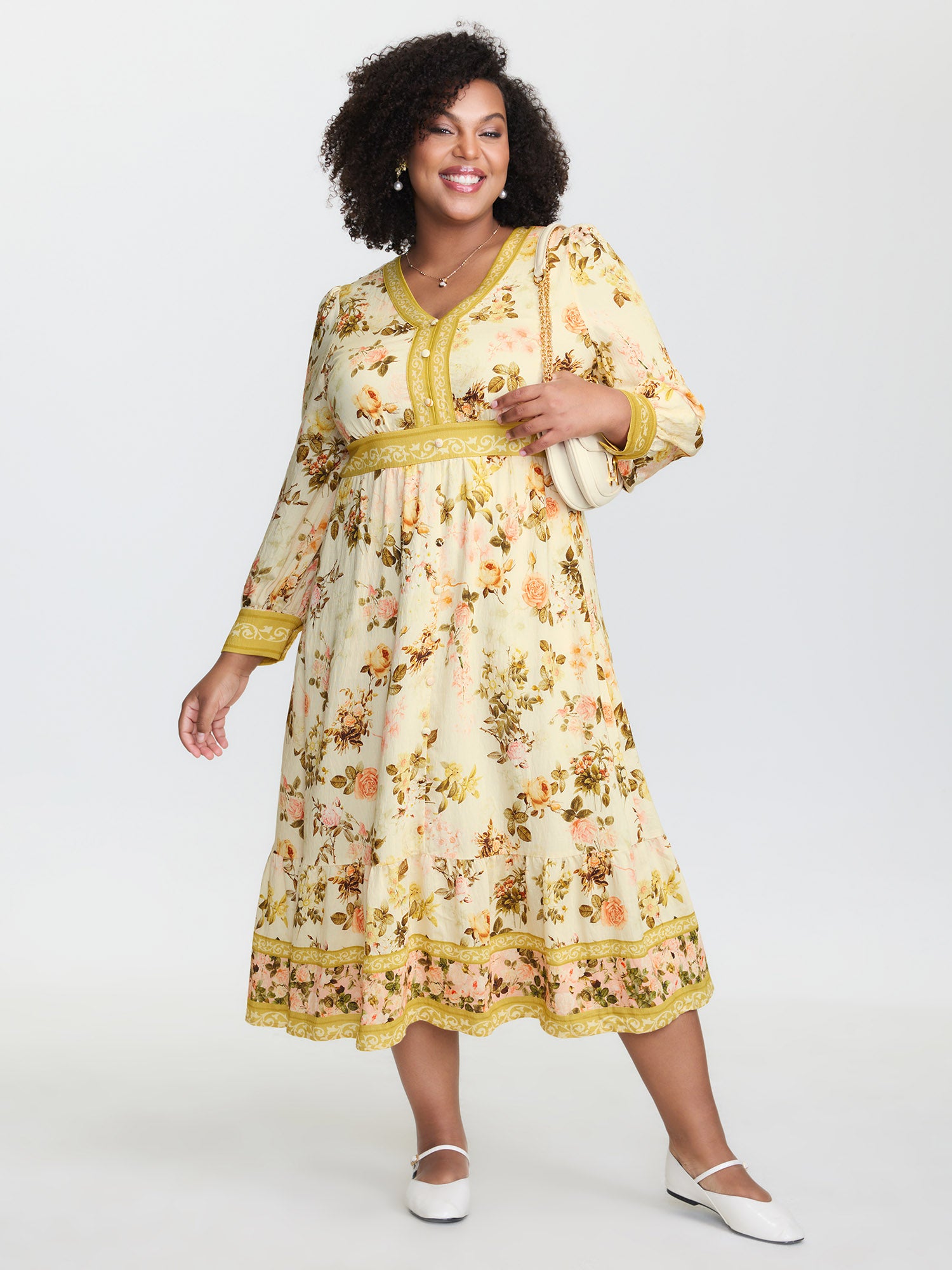 Sunkissed Floral Color Contrast Midi Dress