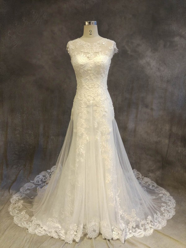 Fabulous Mermaid Sleeveless Lace Chapel Train Wedding Dresses