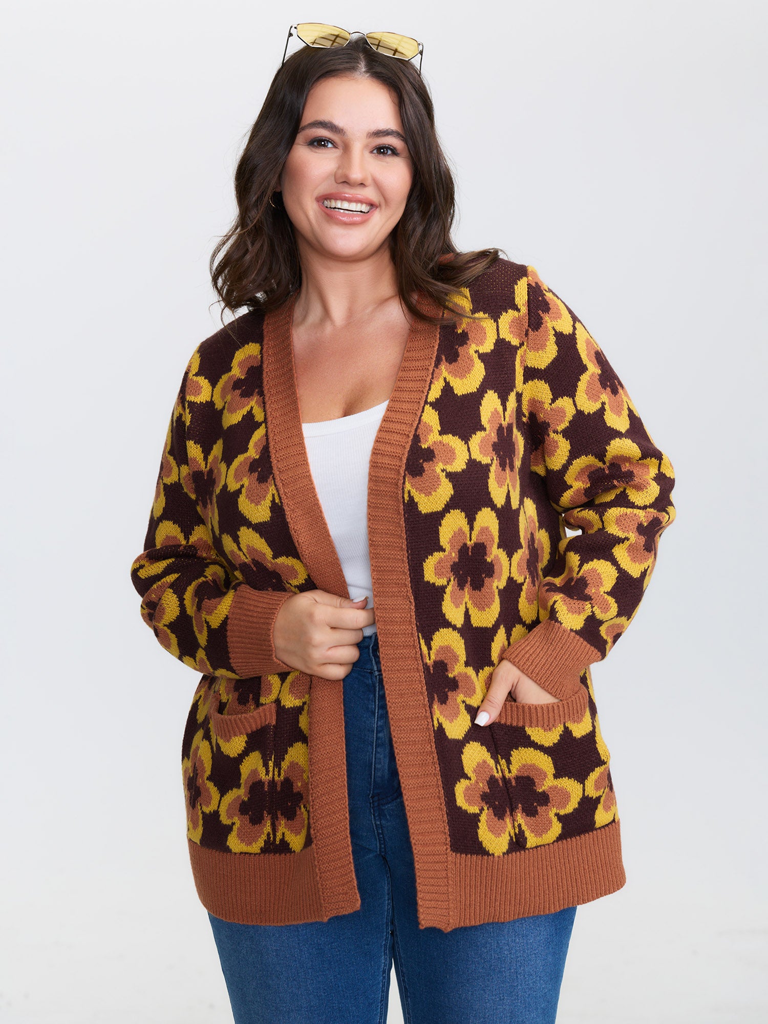 Retro Floral Jacquard Knit Cardigan
