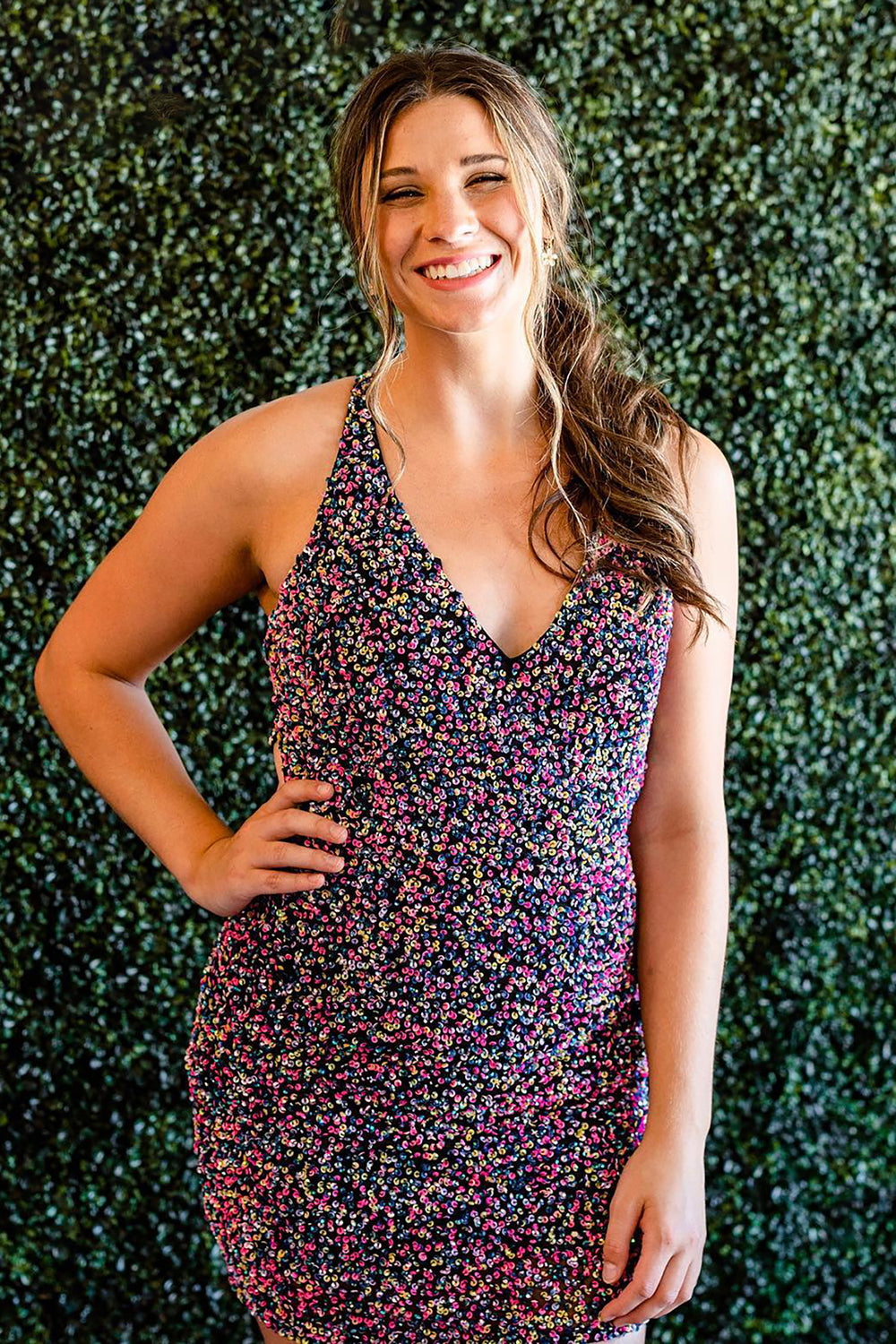Sparkly Dark Purple Sequined Backless Tight Short Homecoming Dress/Mini Dress