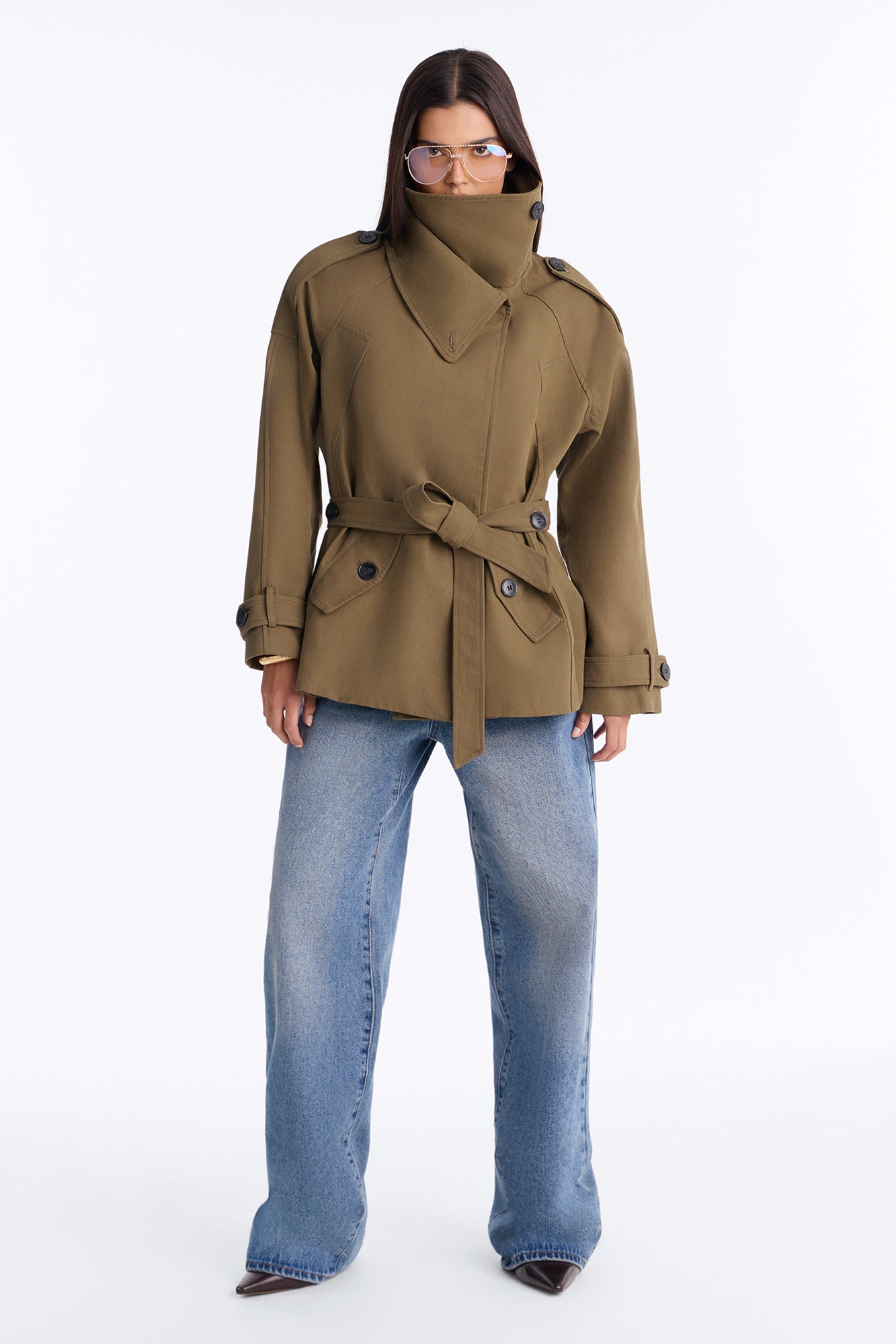 The Savannah Everyday Funnel Neck Twill Jacket - Olive