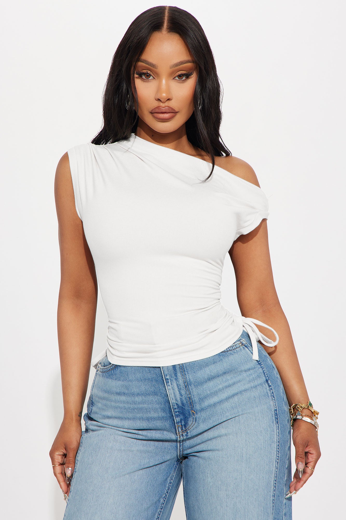 Vera One Shoulder Top - White