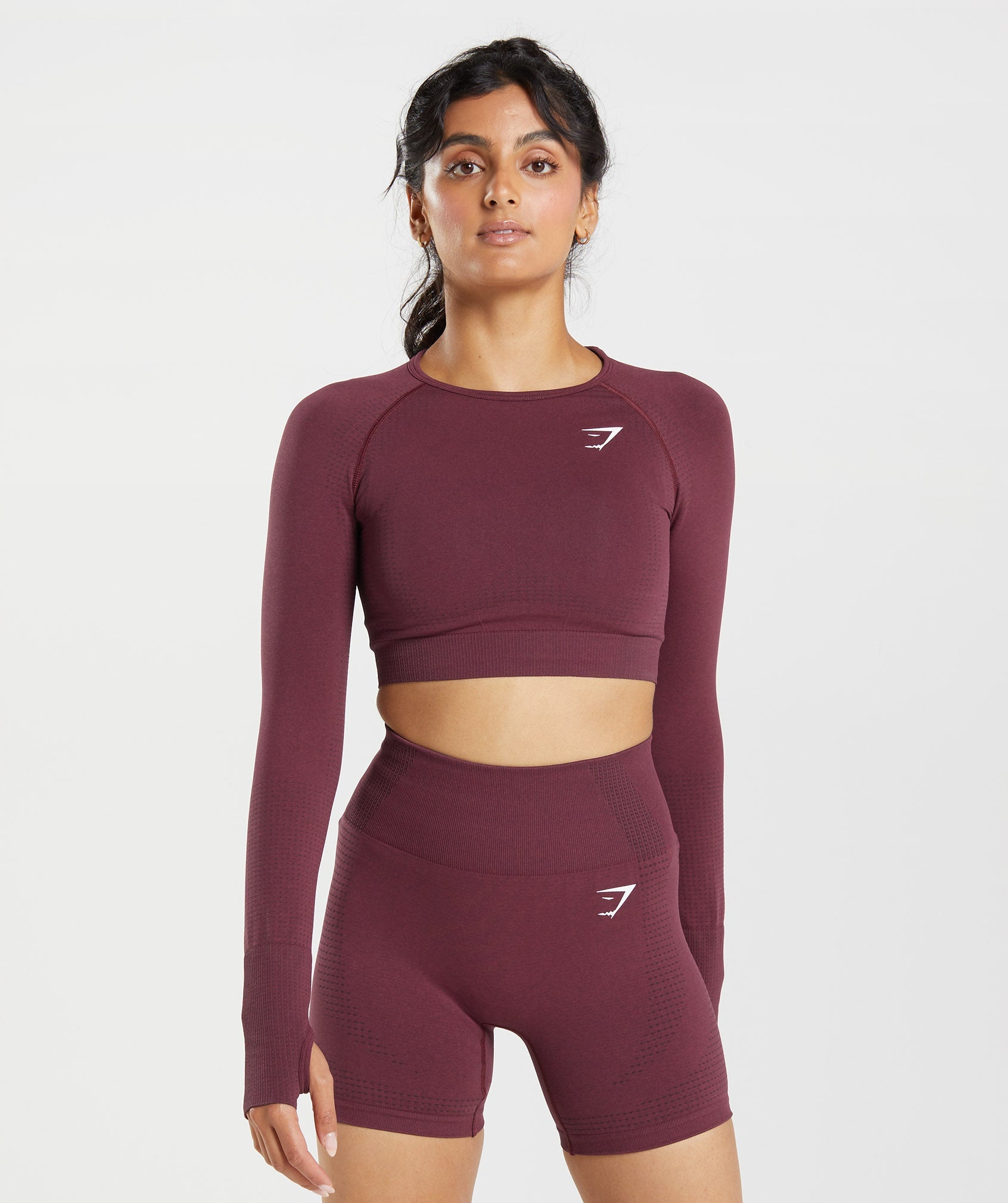 Gymshark Vital Crop Top - Baked Maroon/ Marl