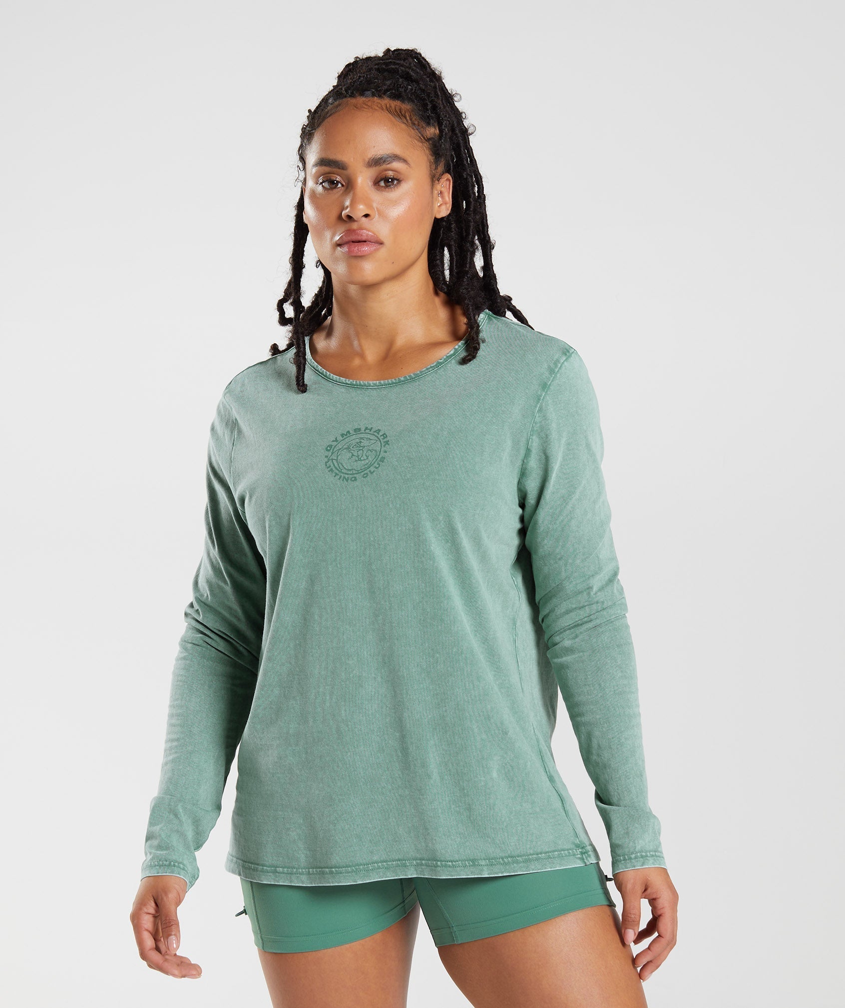 Gymshark Legacy Washed Long Sleeve Top - Green