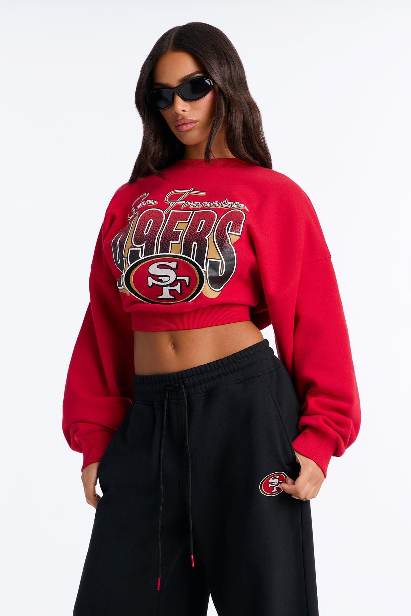NFL 49er's Curved Hem Sweatshirt - Red