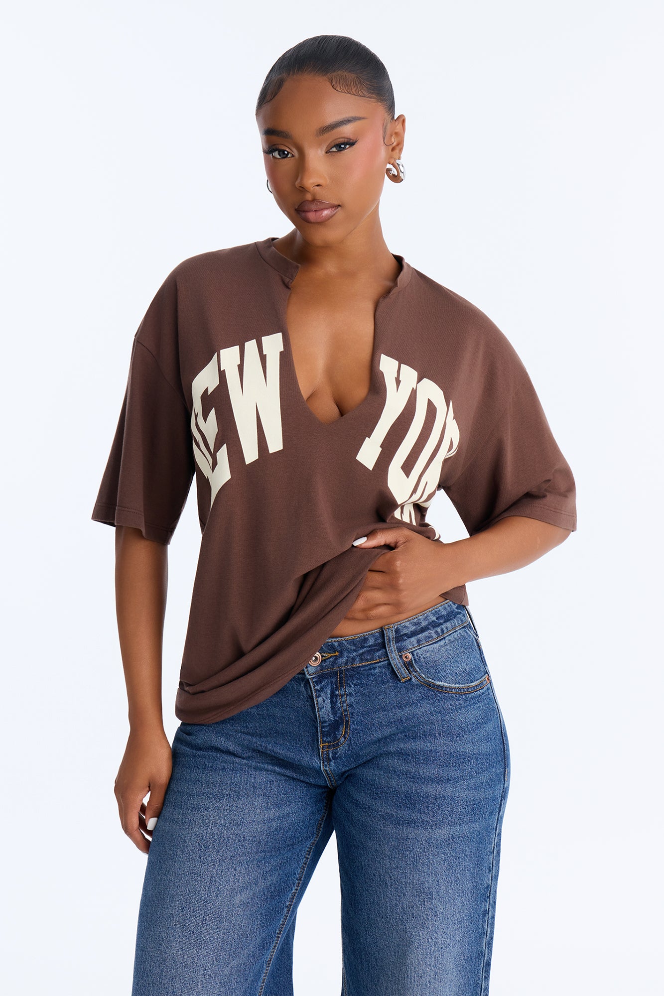 New York Girl T Shirt - Chocolate