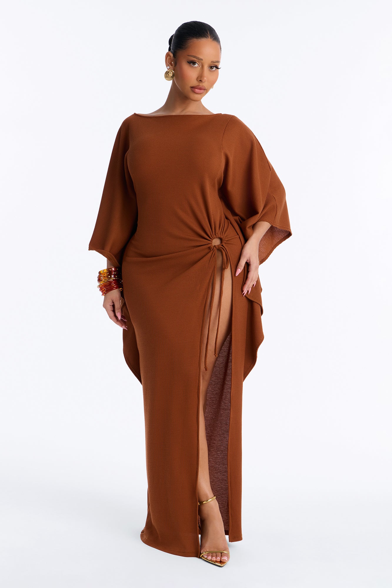 Falling For You Flowy Maxi Dress - Cognac
