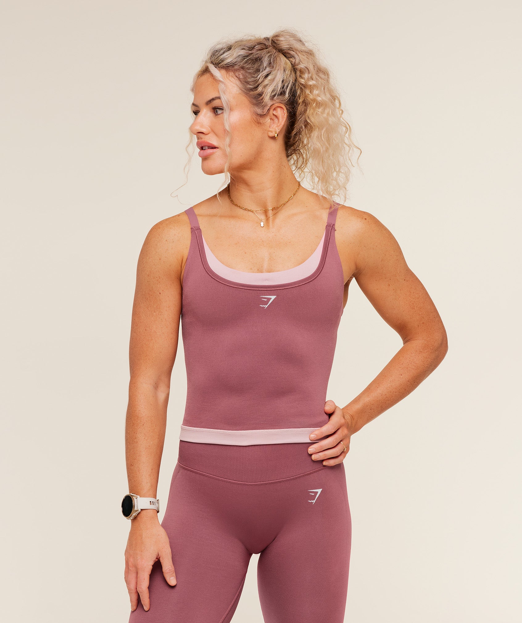 Gymshark Relay Seamless Midi Tank - Reset Pink/Light Pink