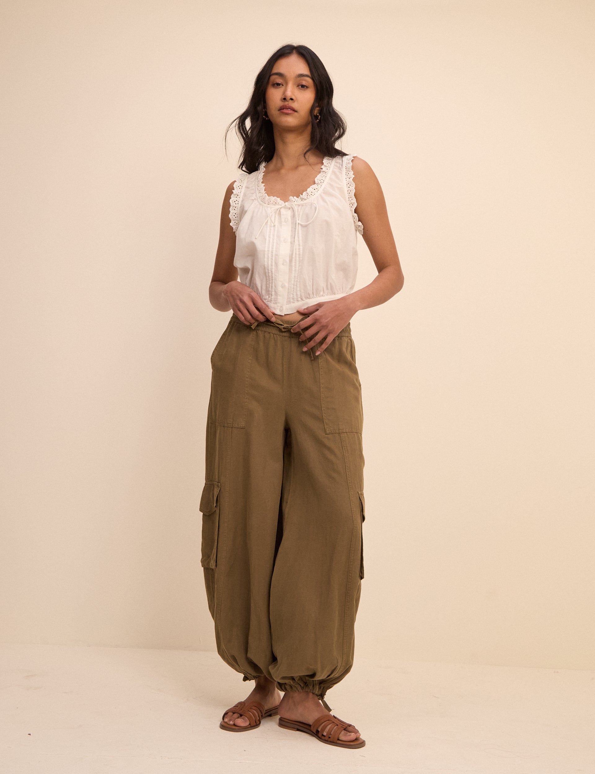 Khaki Utility Balloon Trousers
