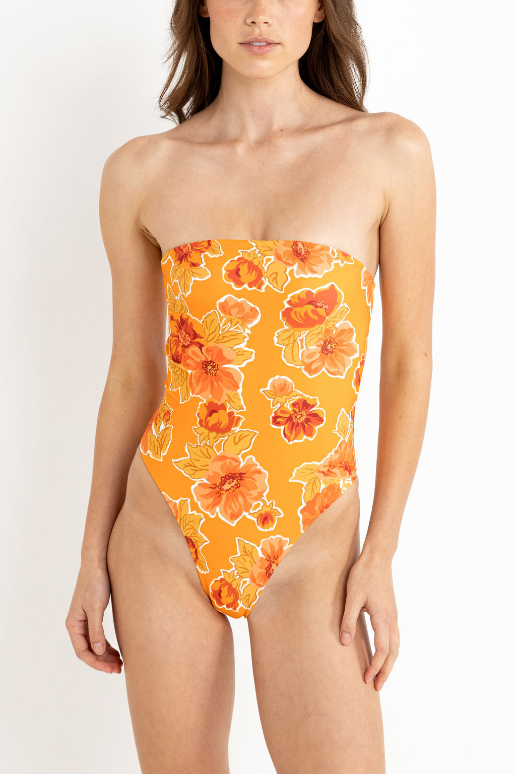 Rhythm Orange Ayla Floral Strapless One Piece