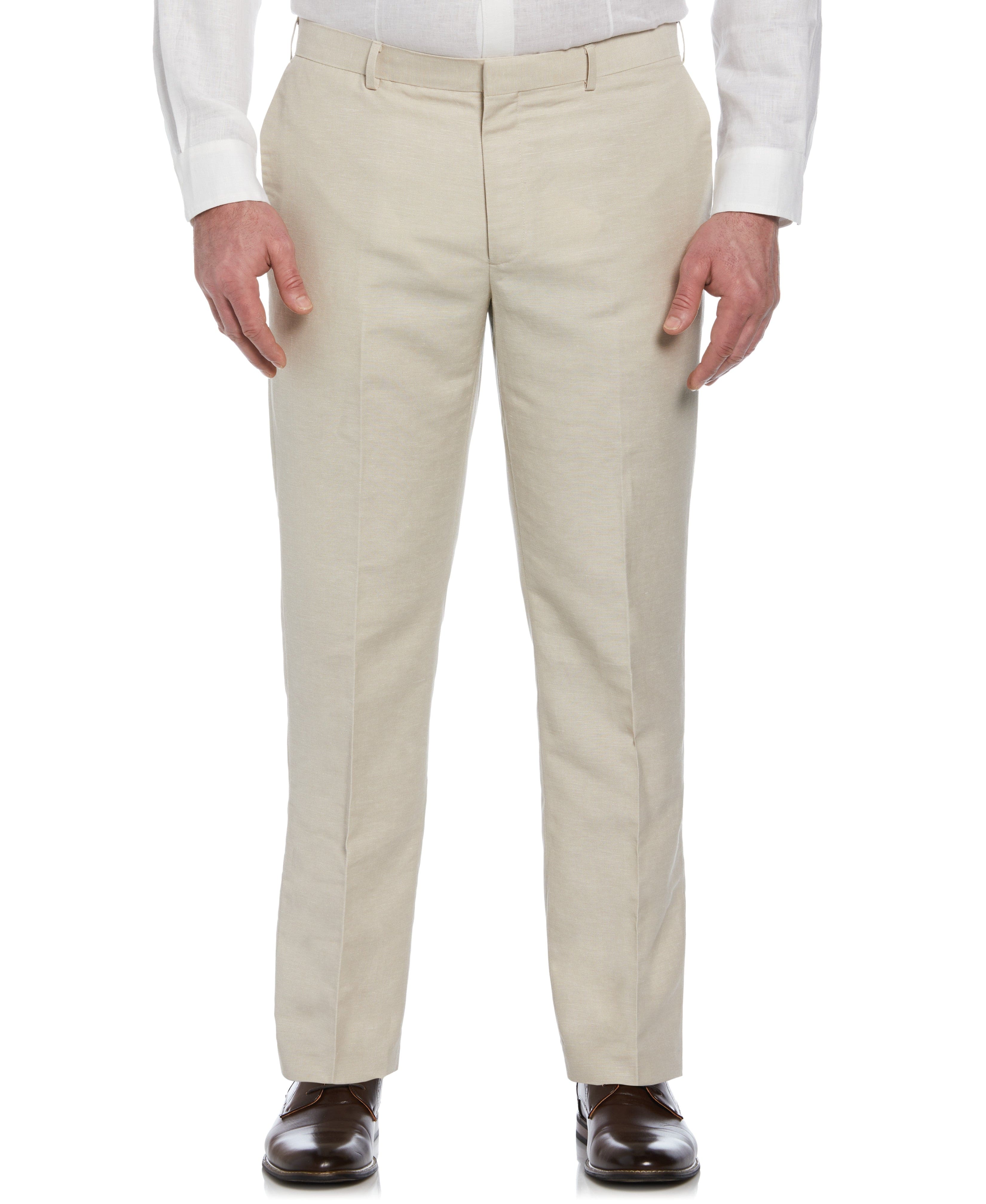 Big & Tall Linen-Blend Flat Front Pants