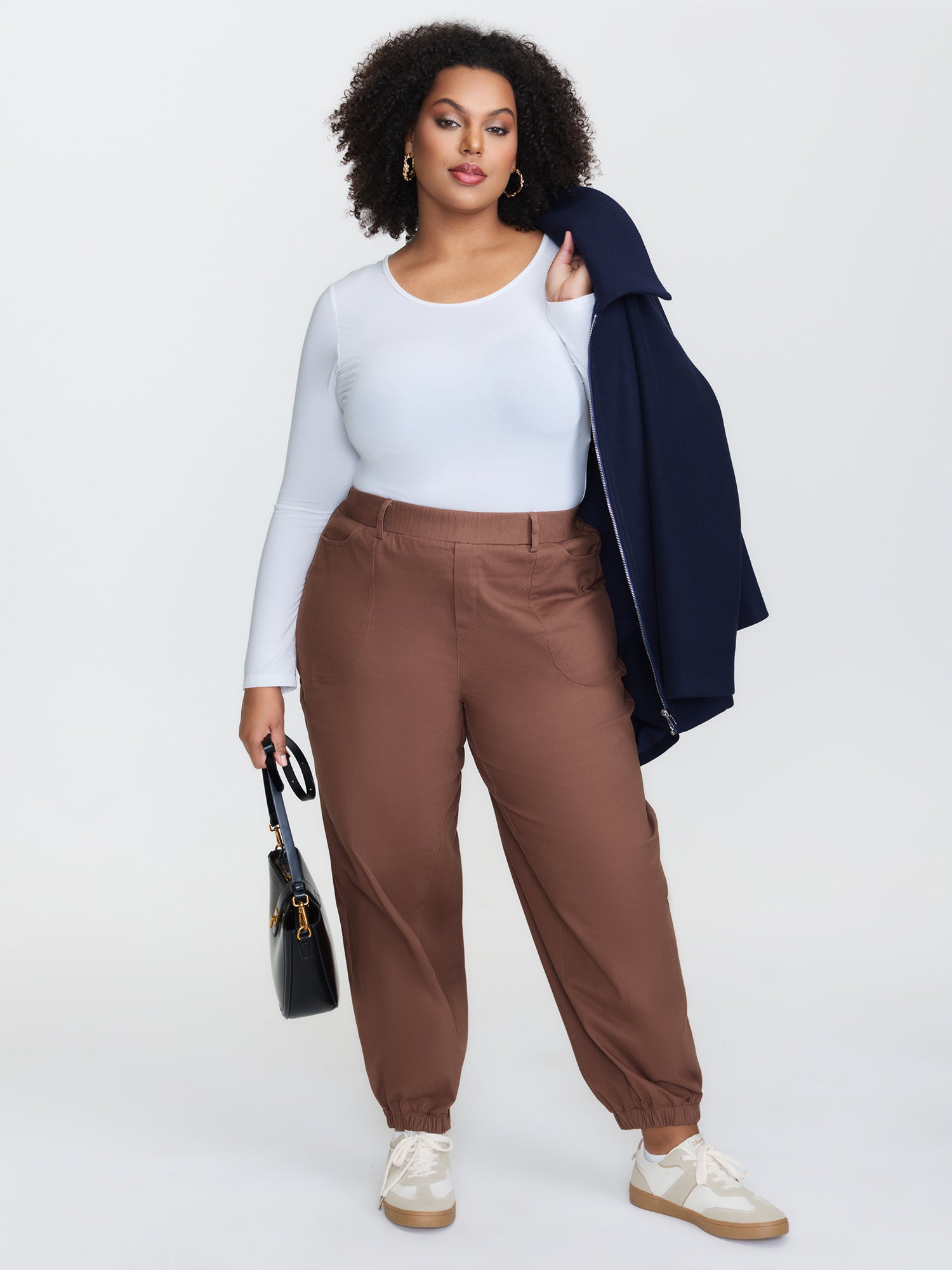 Stretchy Back Waist Cuffed Pocket Pants