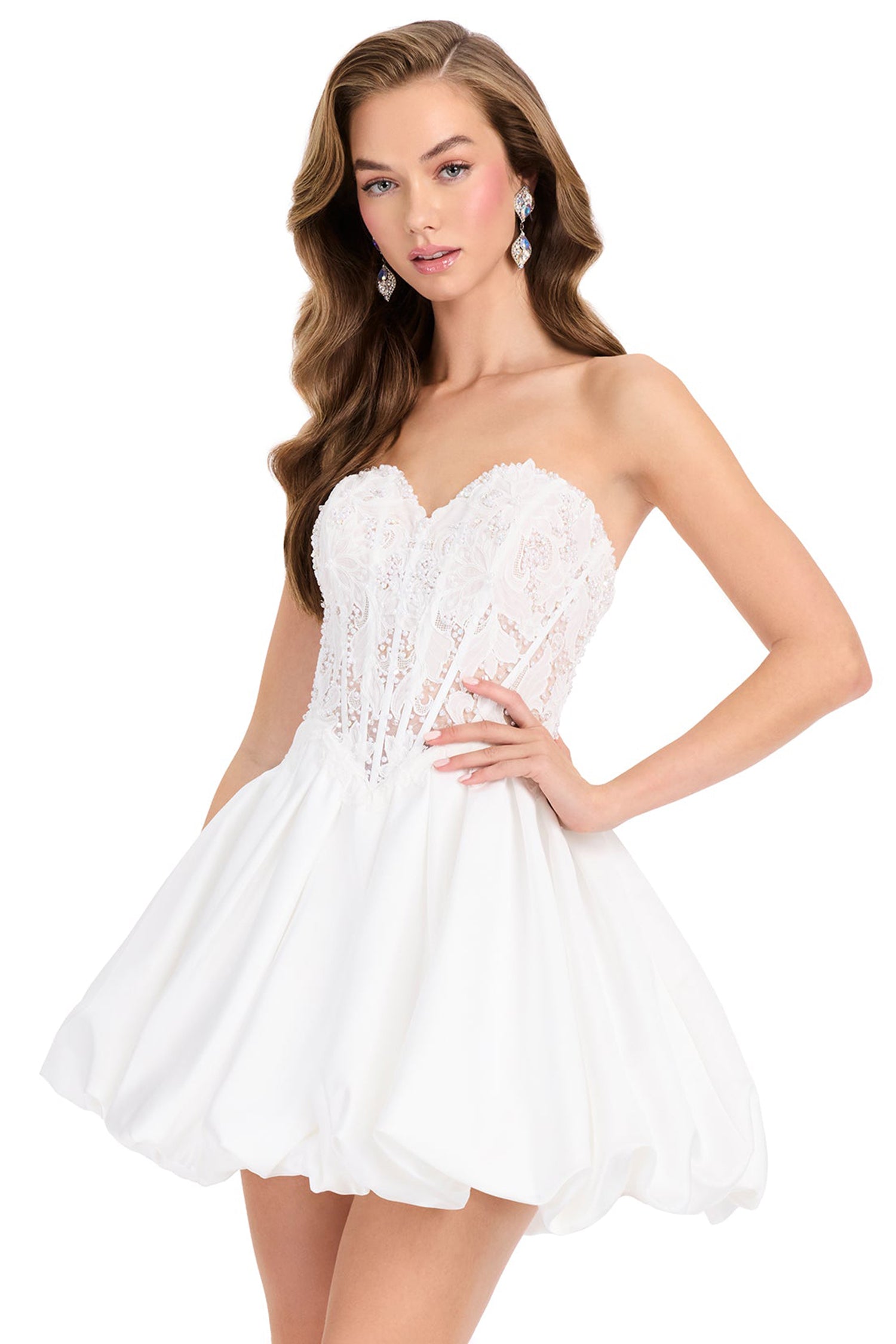 Ashley Lauren E40012 Satin Bubble A-Line Cocktail Dress