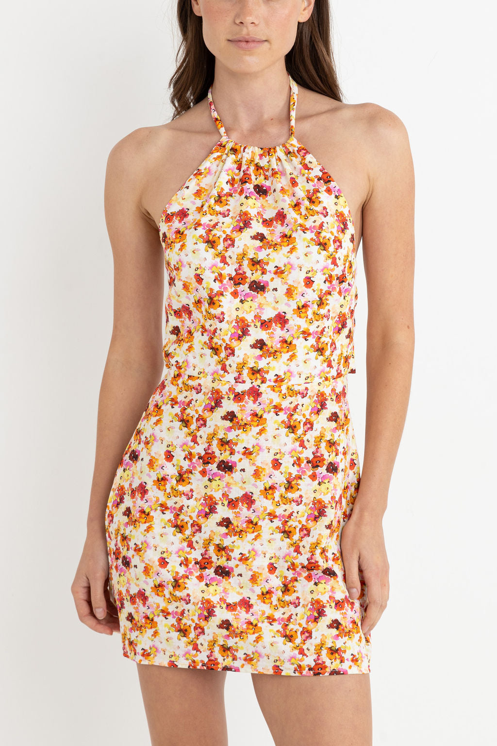 Rhythm Red Haven Floral Halter Mini Dress