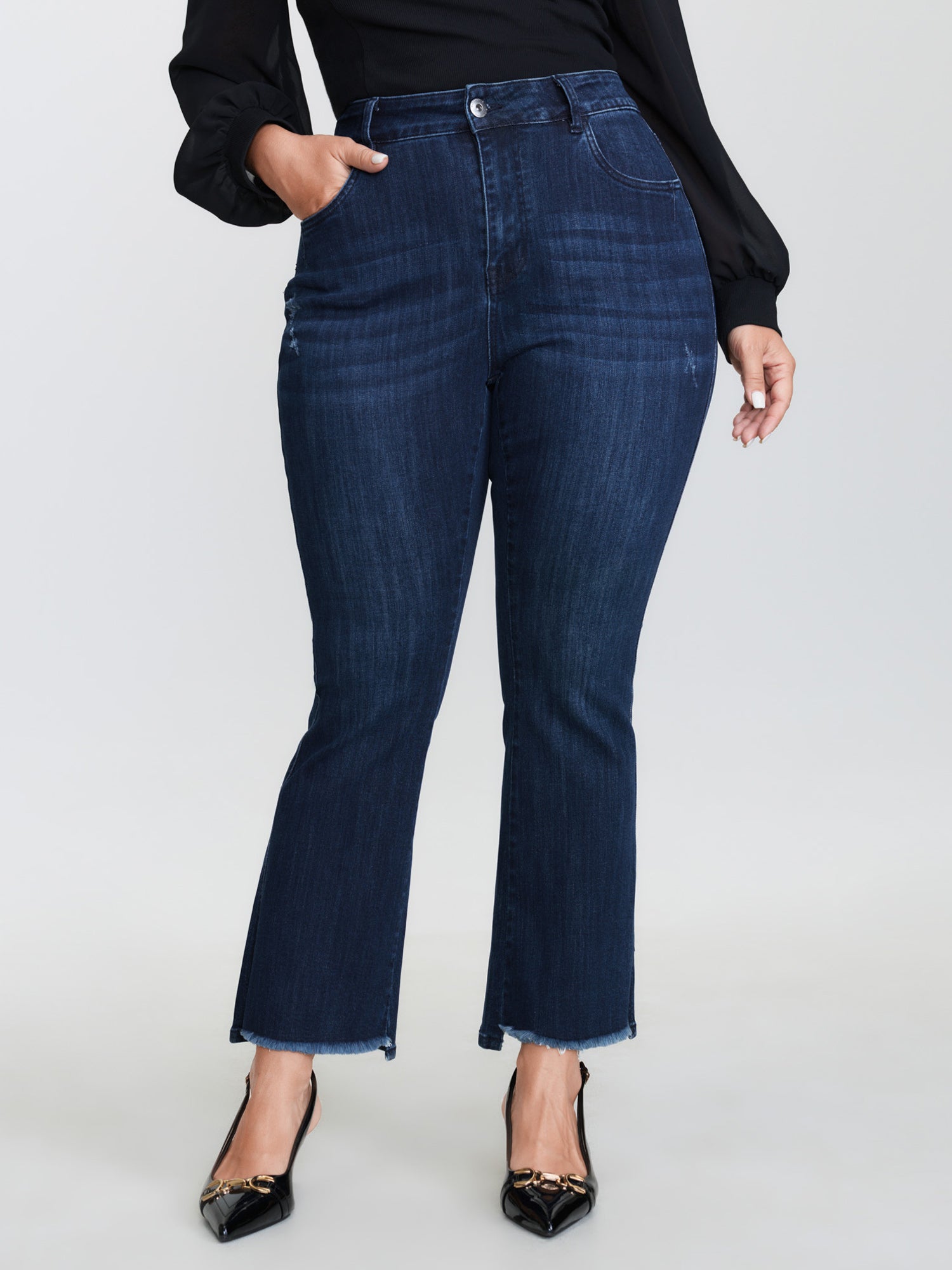 Supersoft Thigh Friendly Ripped Hem Flare Jeans