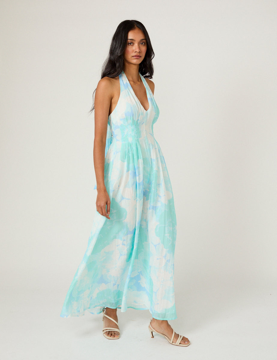Blue Printed Marceline Maxi Dress