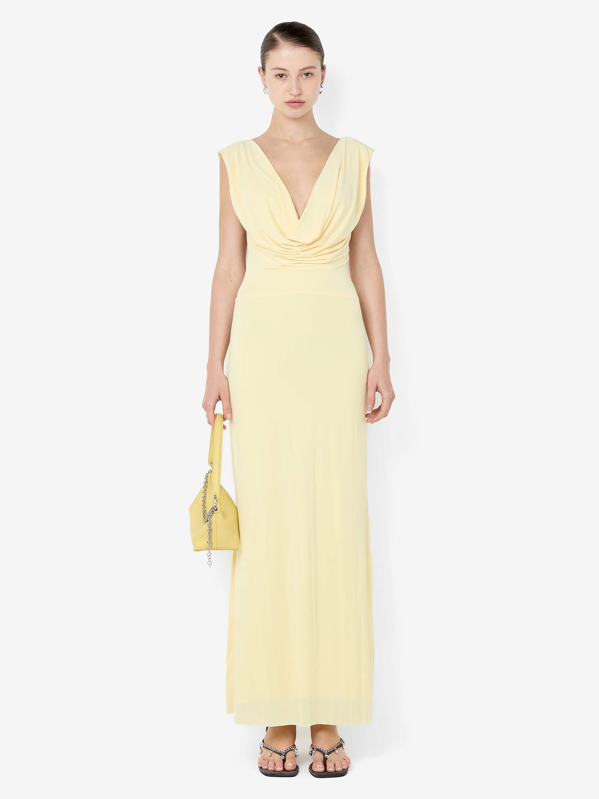 BRIGITTE COWL NECK MAXI DRESS - ICE YELLOW