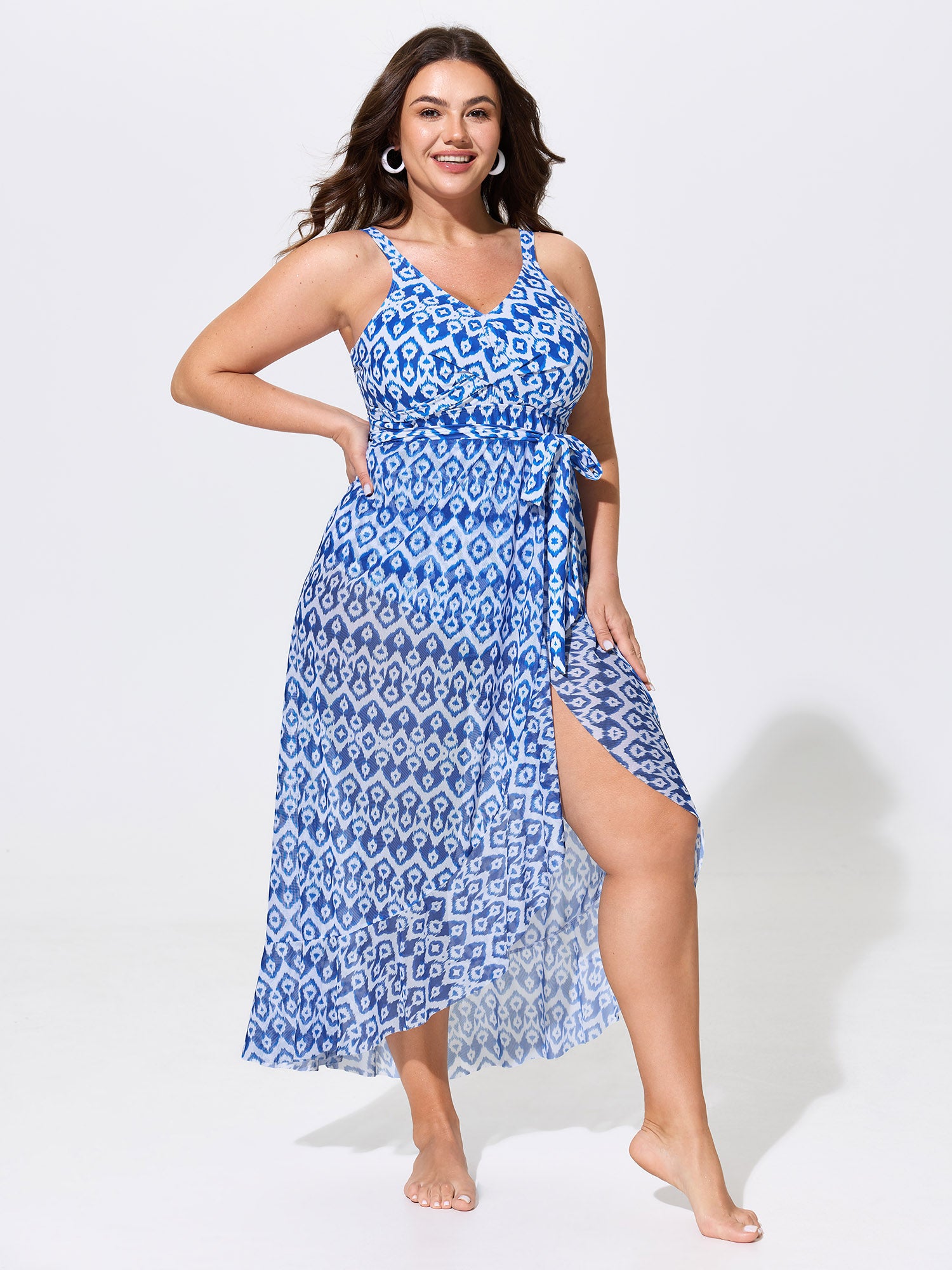 Sheer Sarong Two-Piece Print One-Piece Swim