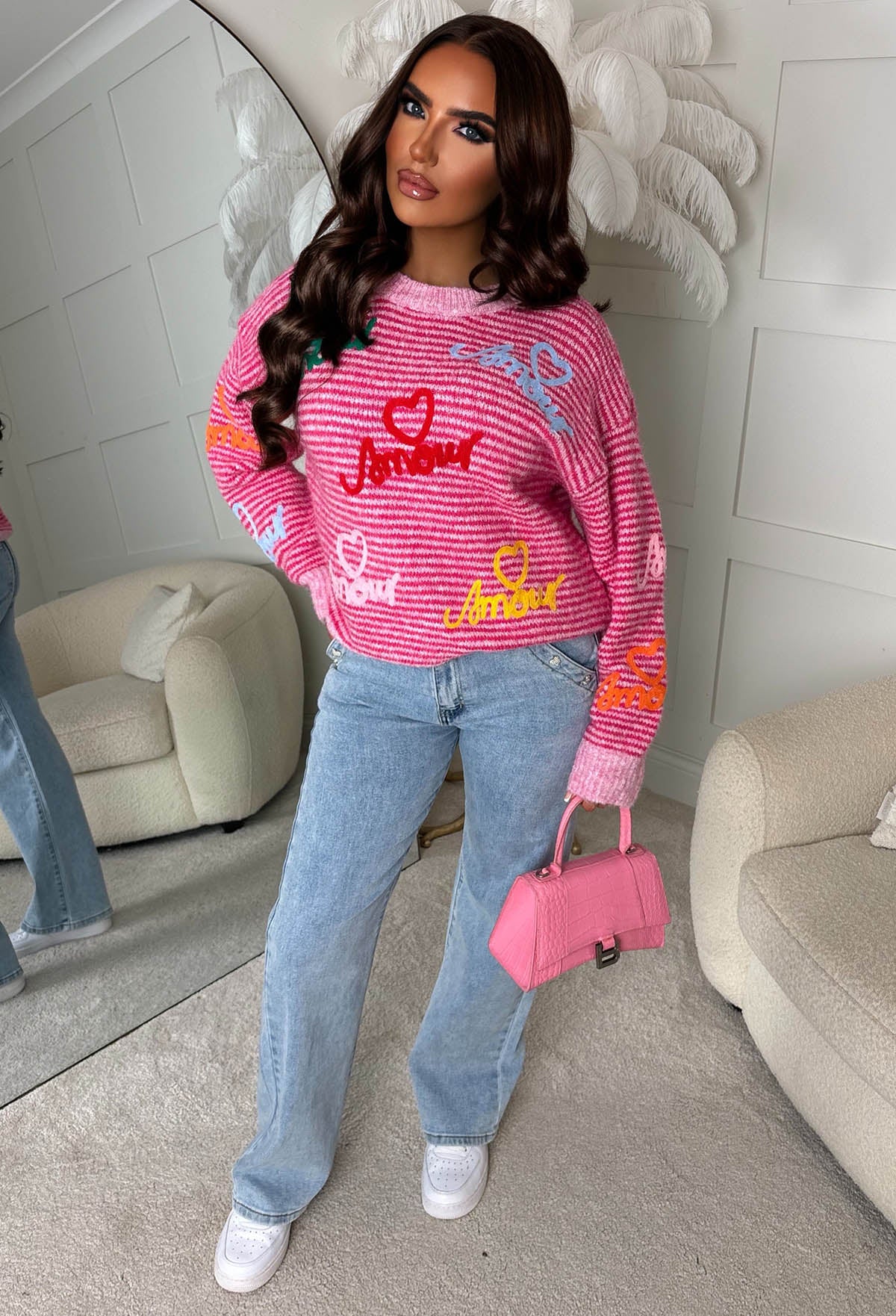 Rouge Goals Pink Amour Striped Jumper