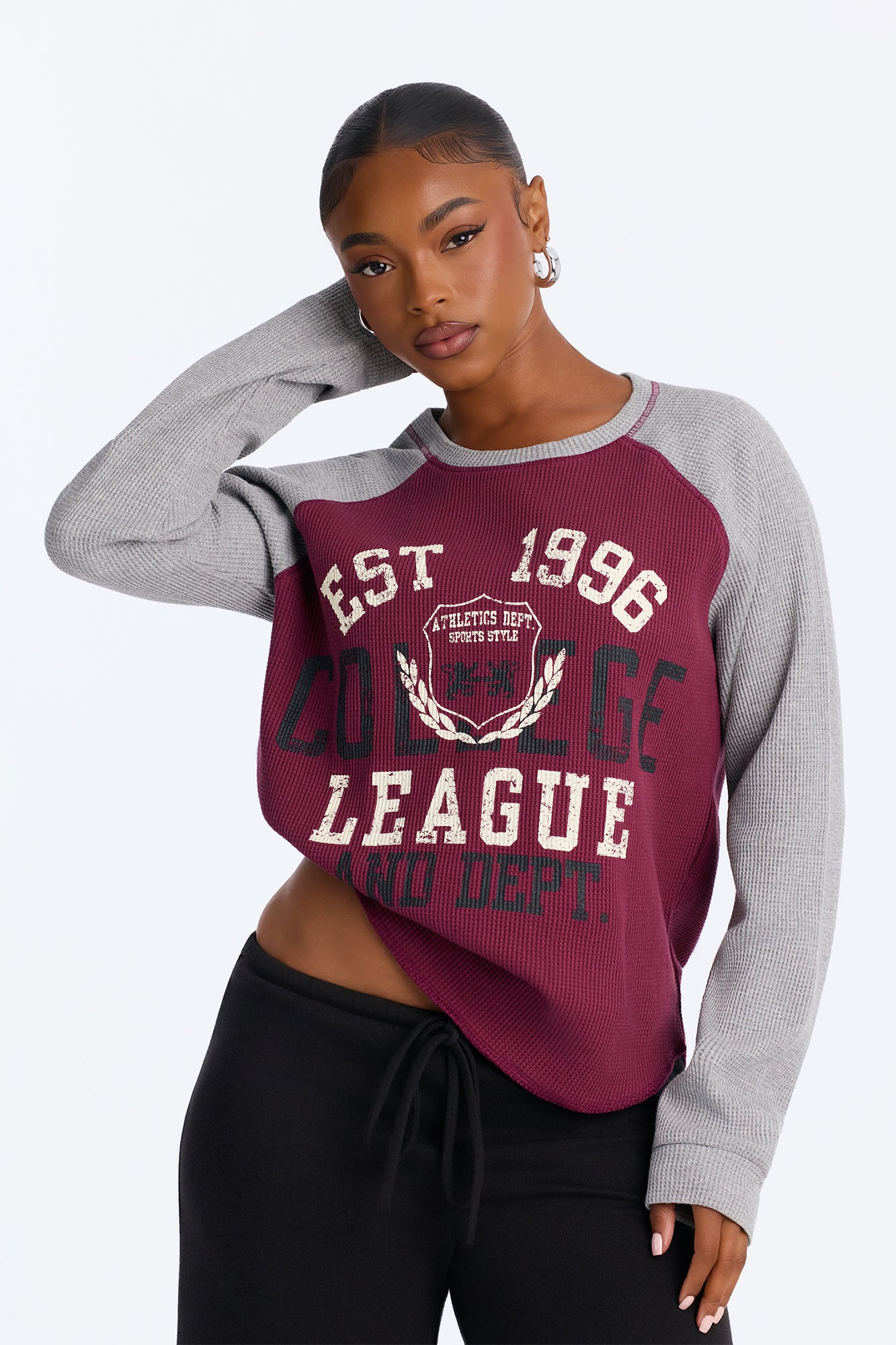 Boyfriends College Thermal Raglan Tee - Burgundy