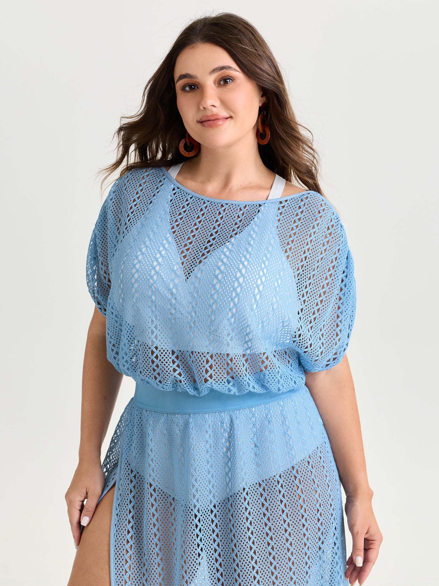 Hollowed Out Elastic Hem Cover-Up