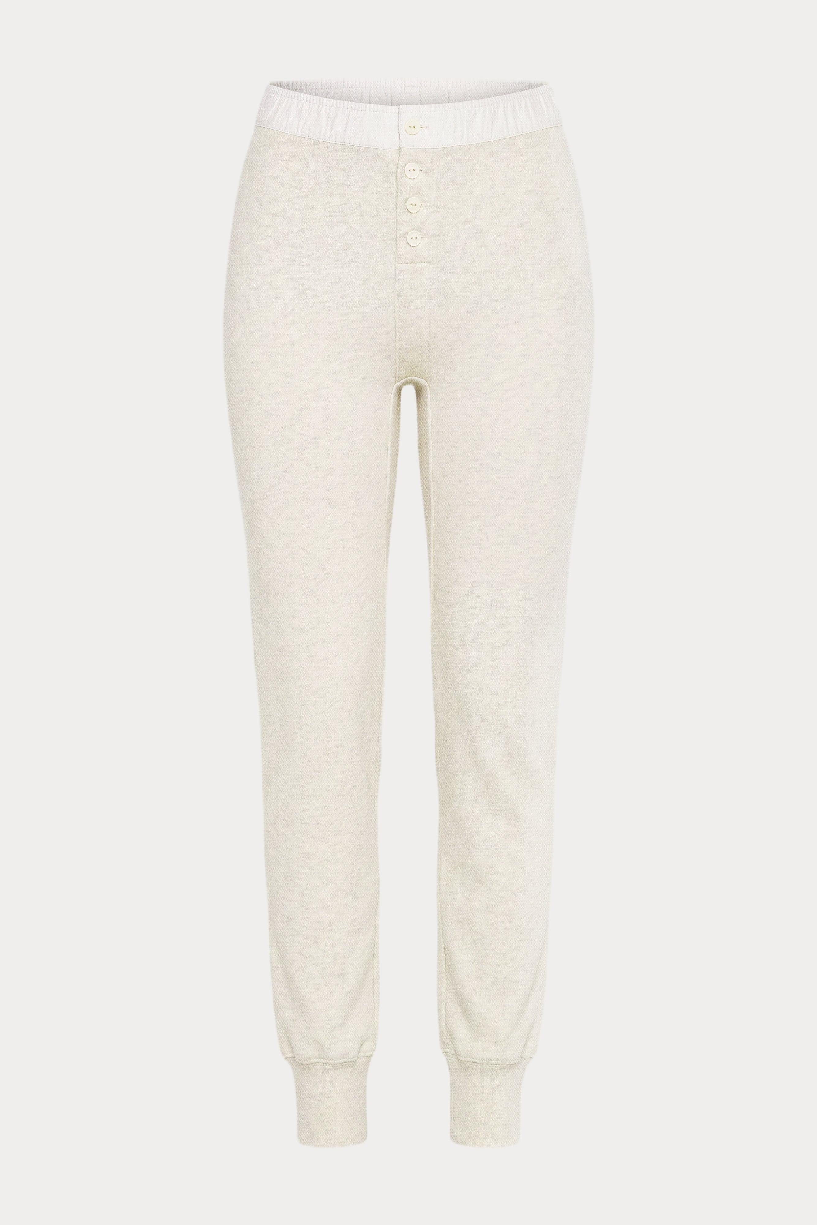 THE FRENCH TERRY BUTTON FRONT LEGGING | OATMEAL HEATHER