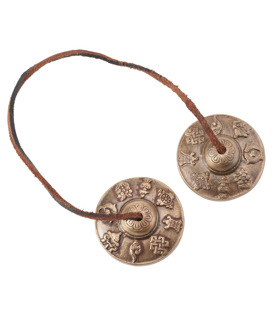 Sacred Space Med Intricate Auspicious Symbol Tibet Gong Tingsha Cymbals