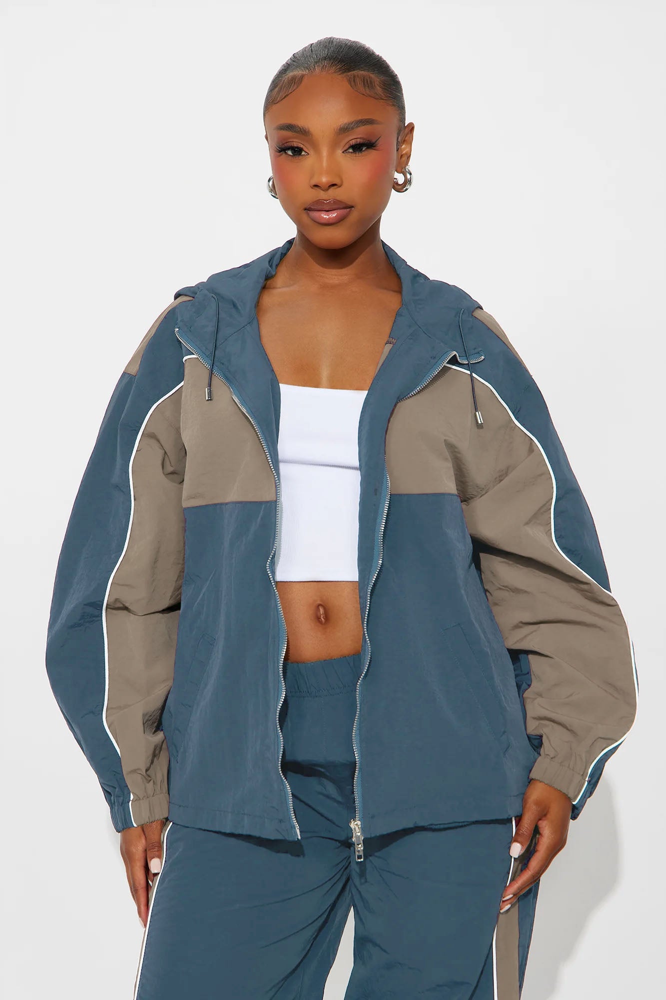 Bounce Back Hooded Windbreaker - Slate Blue