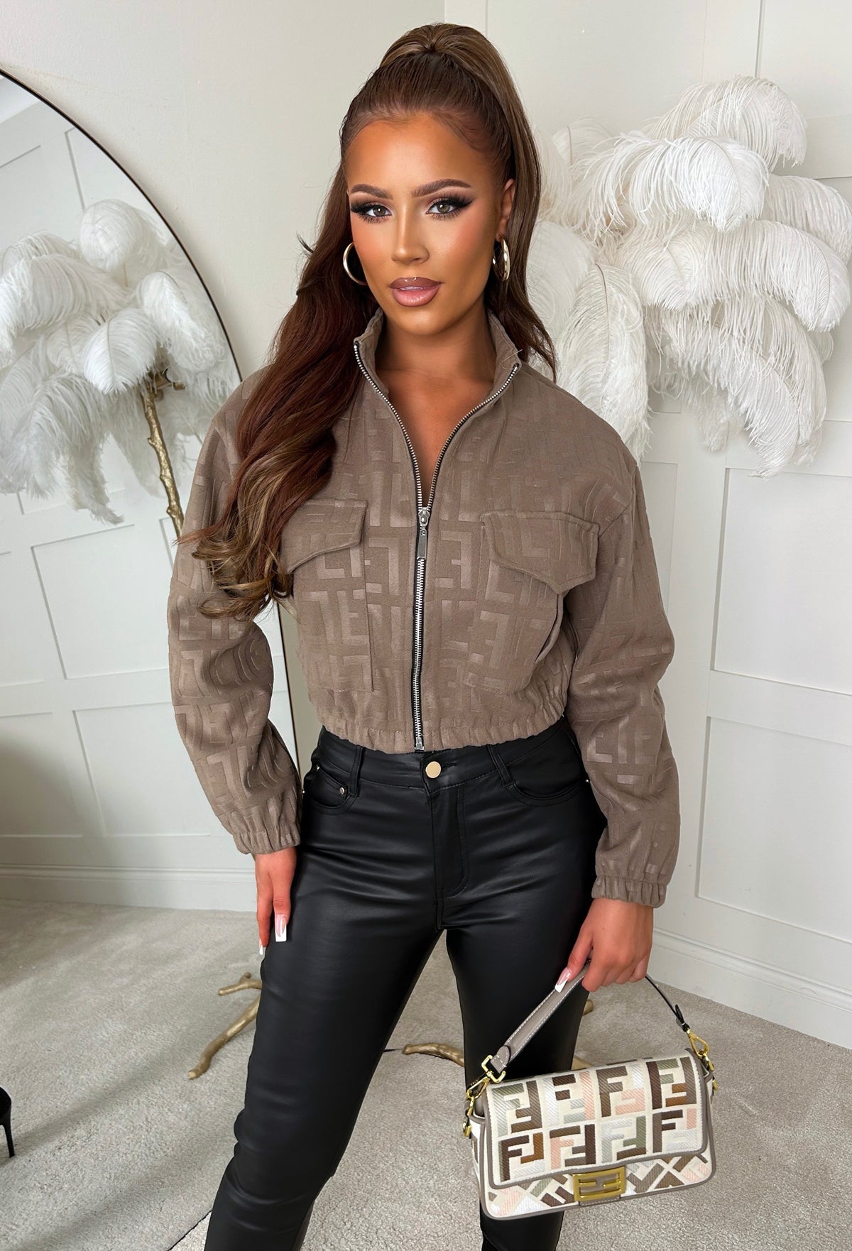 Honey Luxe Mocha Monogram Jacket