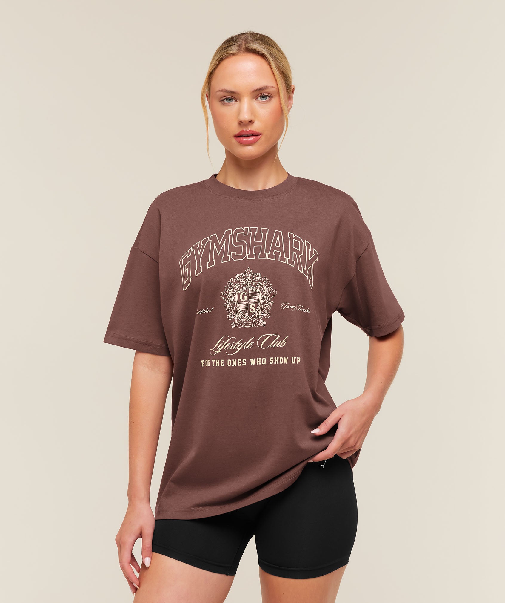 Gymshark College Crest Graphic T-Shirt - Espresso Brown