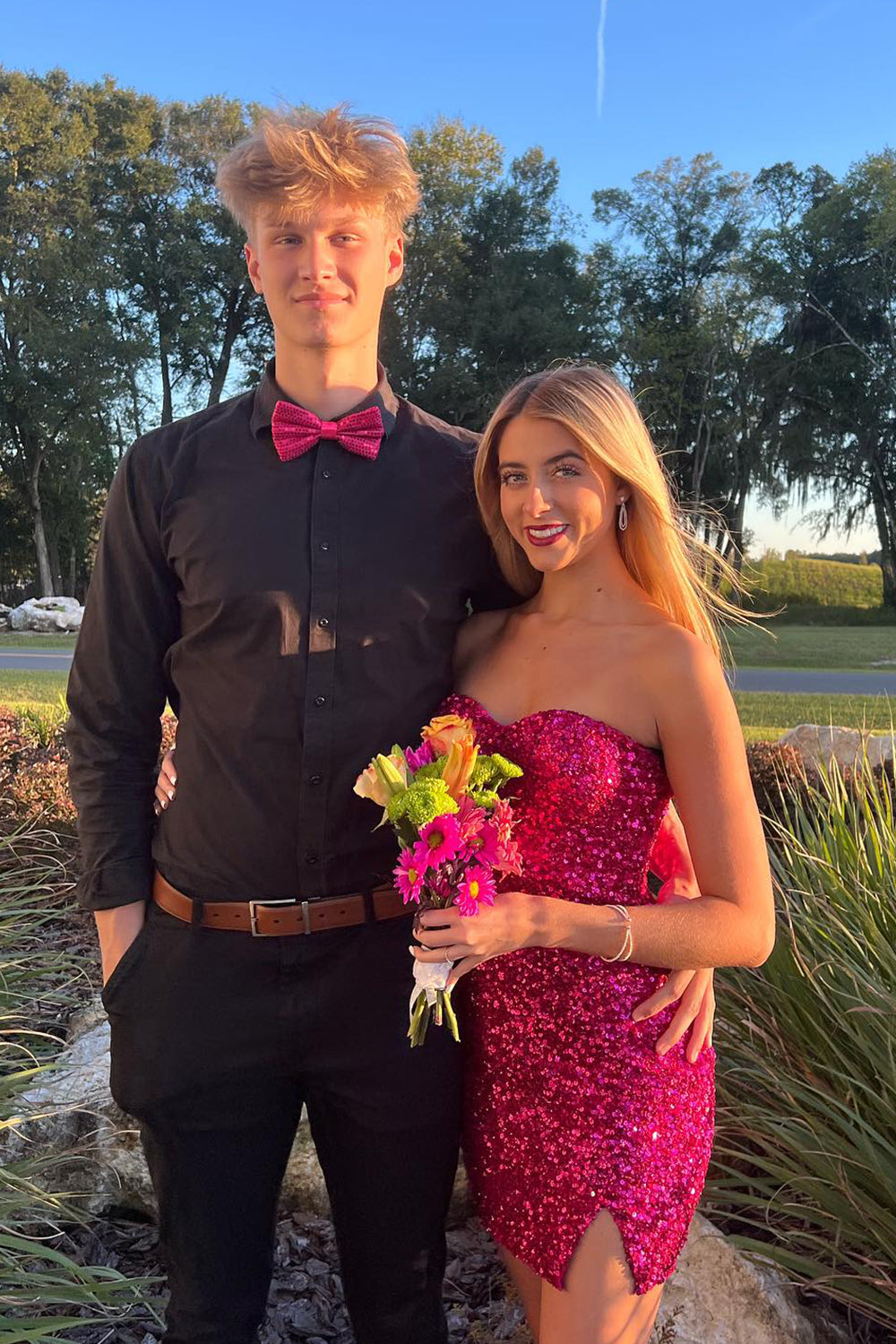 Sparkly Fuchsia Sweetheart Tight Short Homecoming Dress/Mini Dress